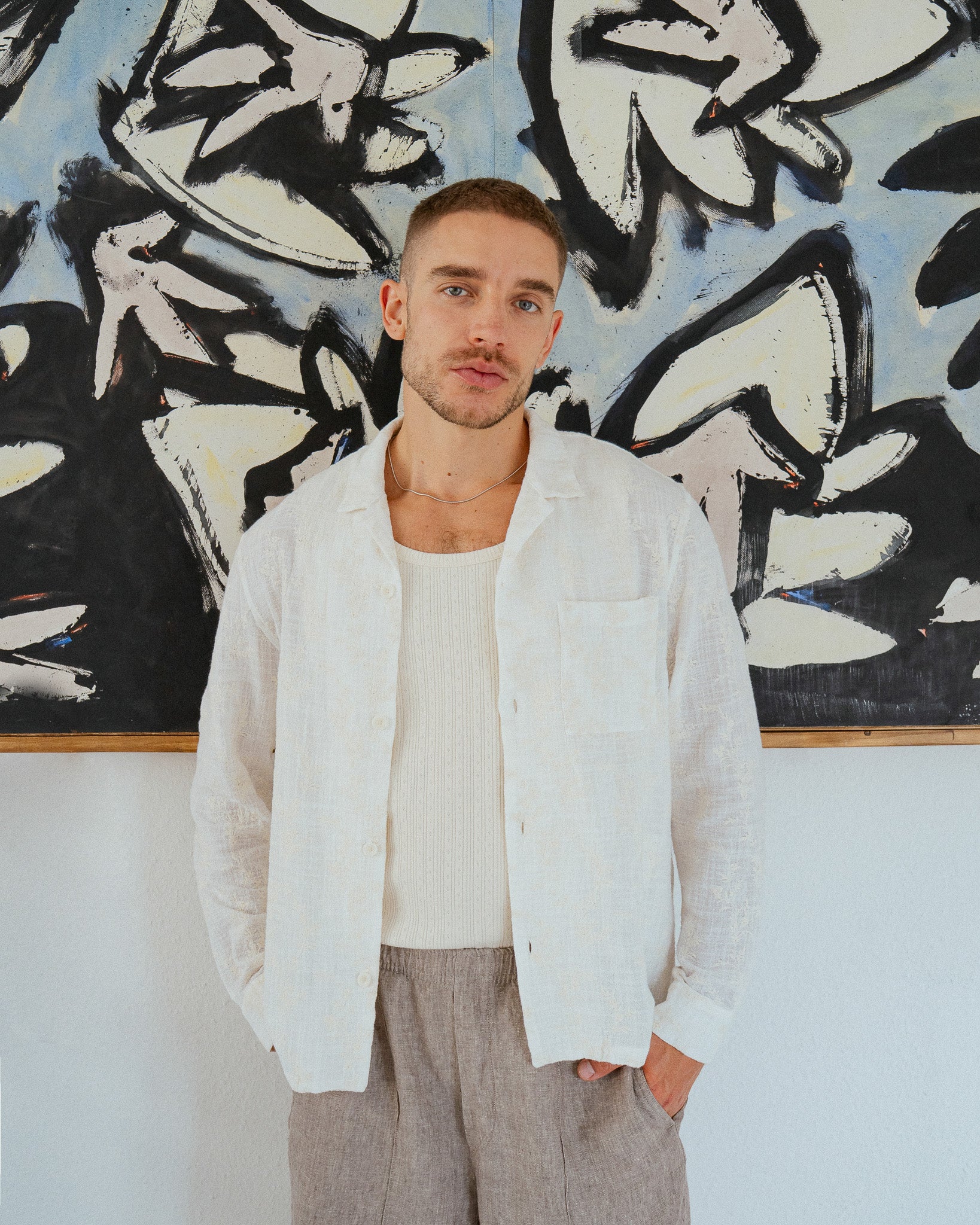 Embroidered Shirt Organic Cotton - White