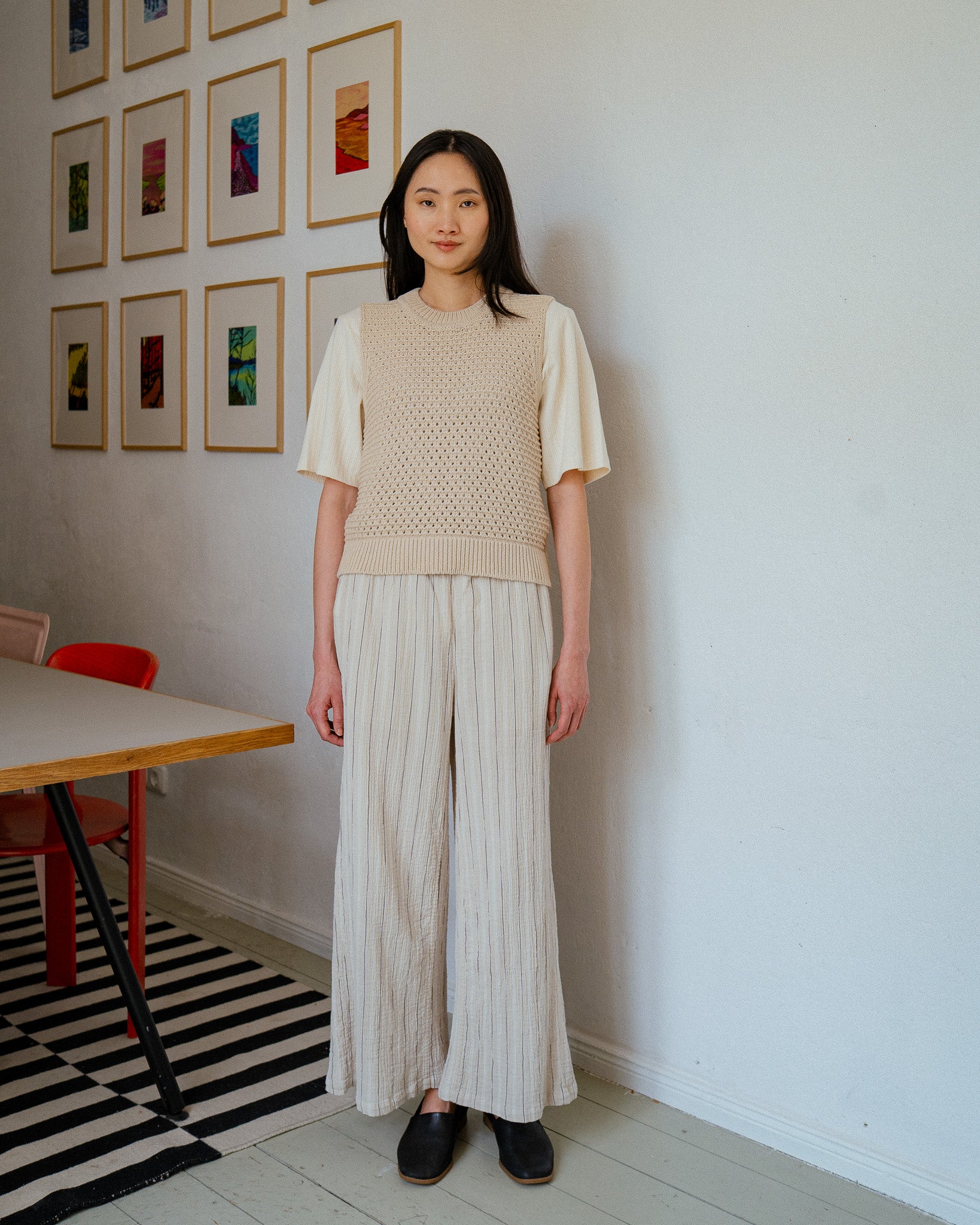 Short Knitted Vest Organic Cotton - Cream