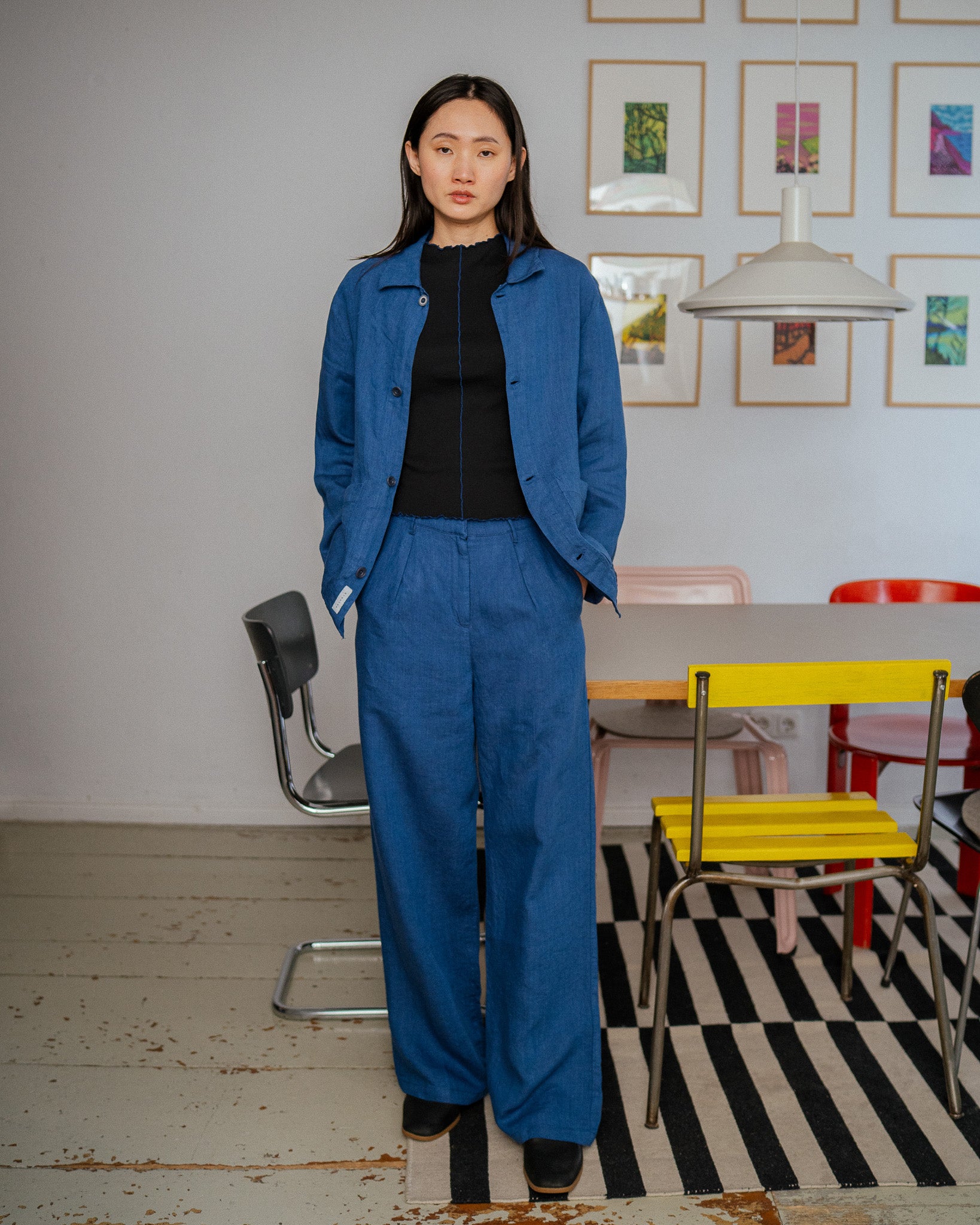 Light Workwear Jacket Organic Cotton - Blue