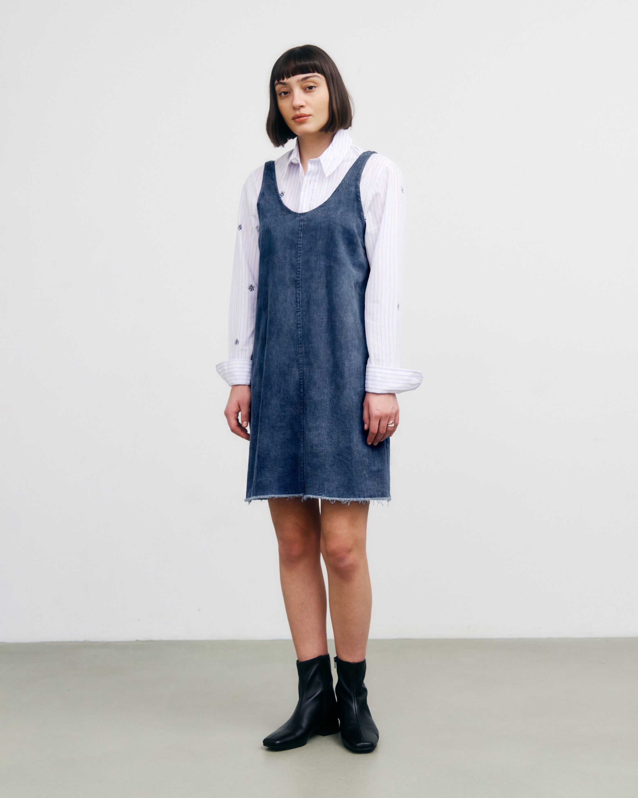 Recycled Denim Short Dress – Blue