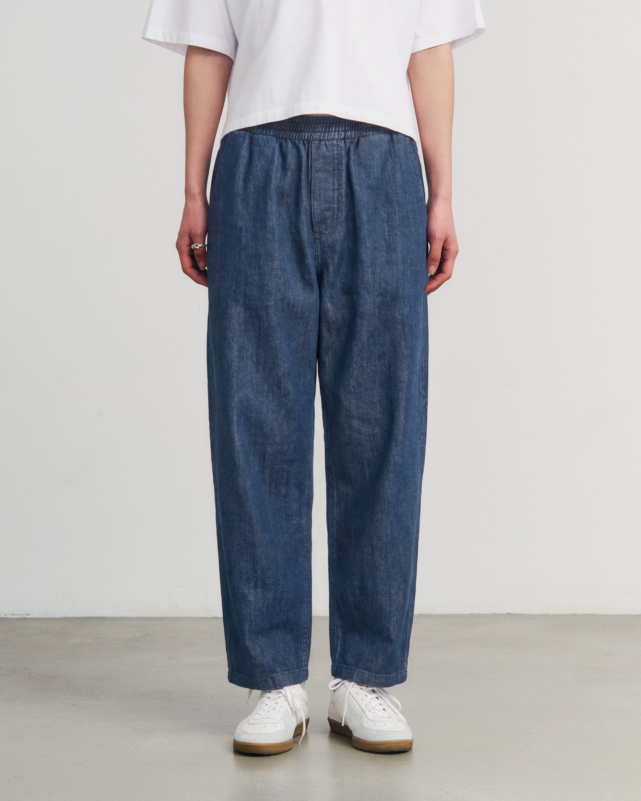 Wide Recycled Denim Trousers – Blue