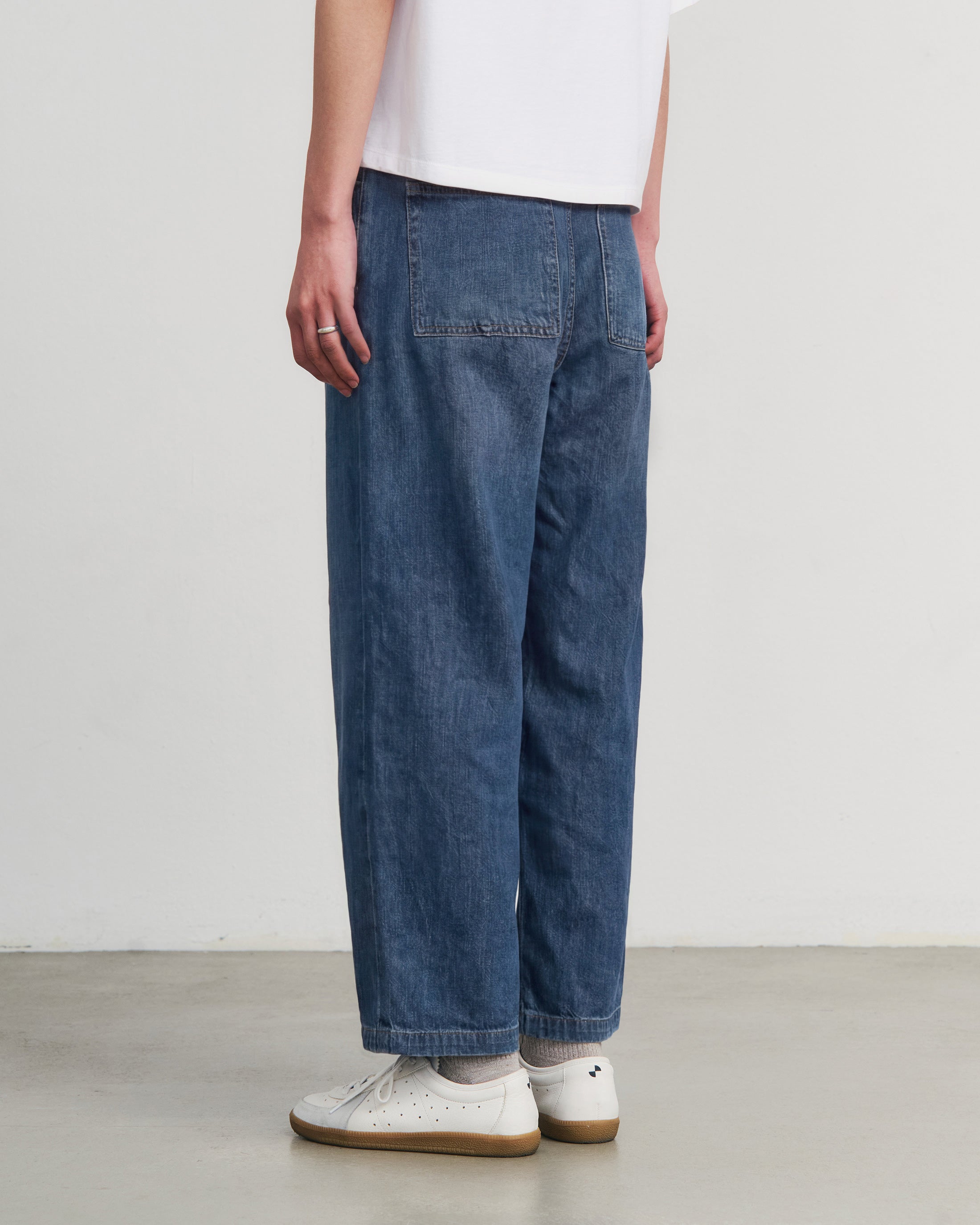 Wide Recycled Denim Trousers – Blue