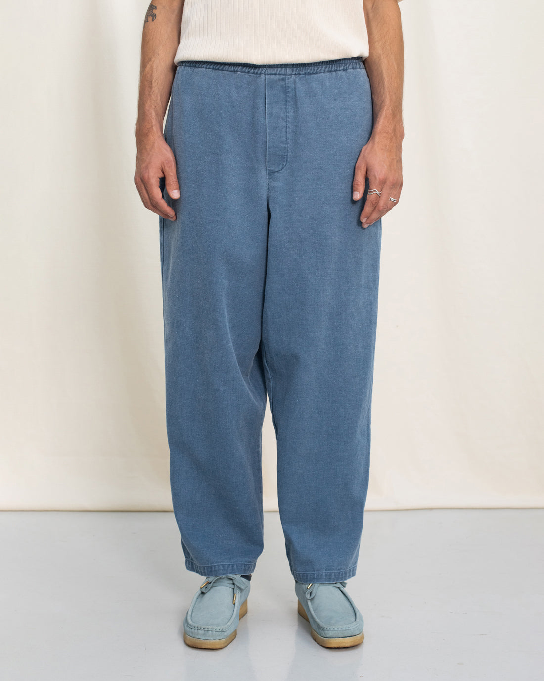 Wide-leg denim trousers made from recycled cotton - Blue