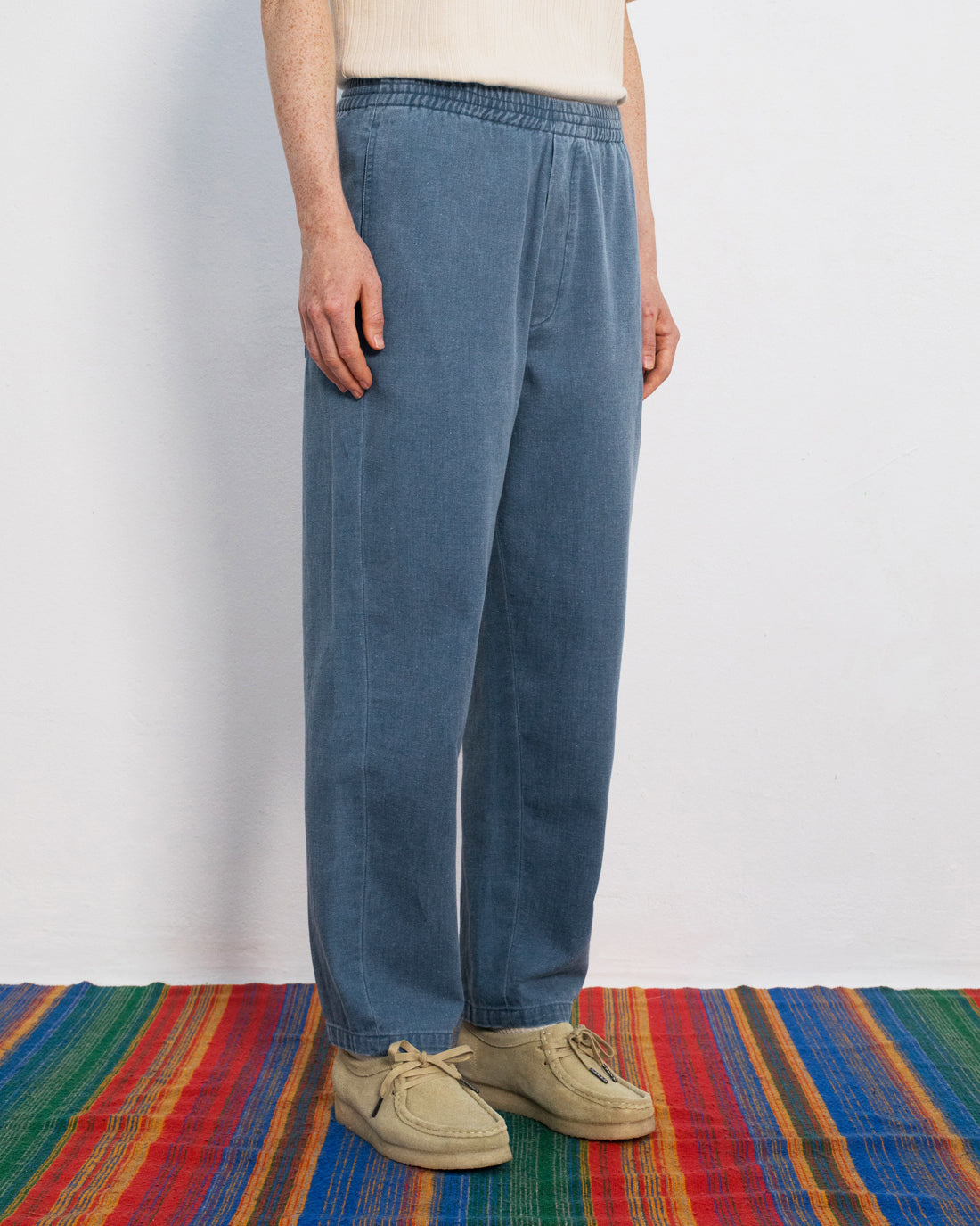 Wide-leg denim trousers made from recycled cotton - Blue