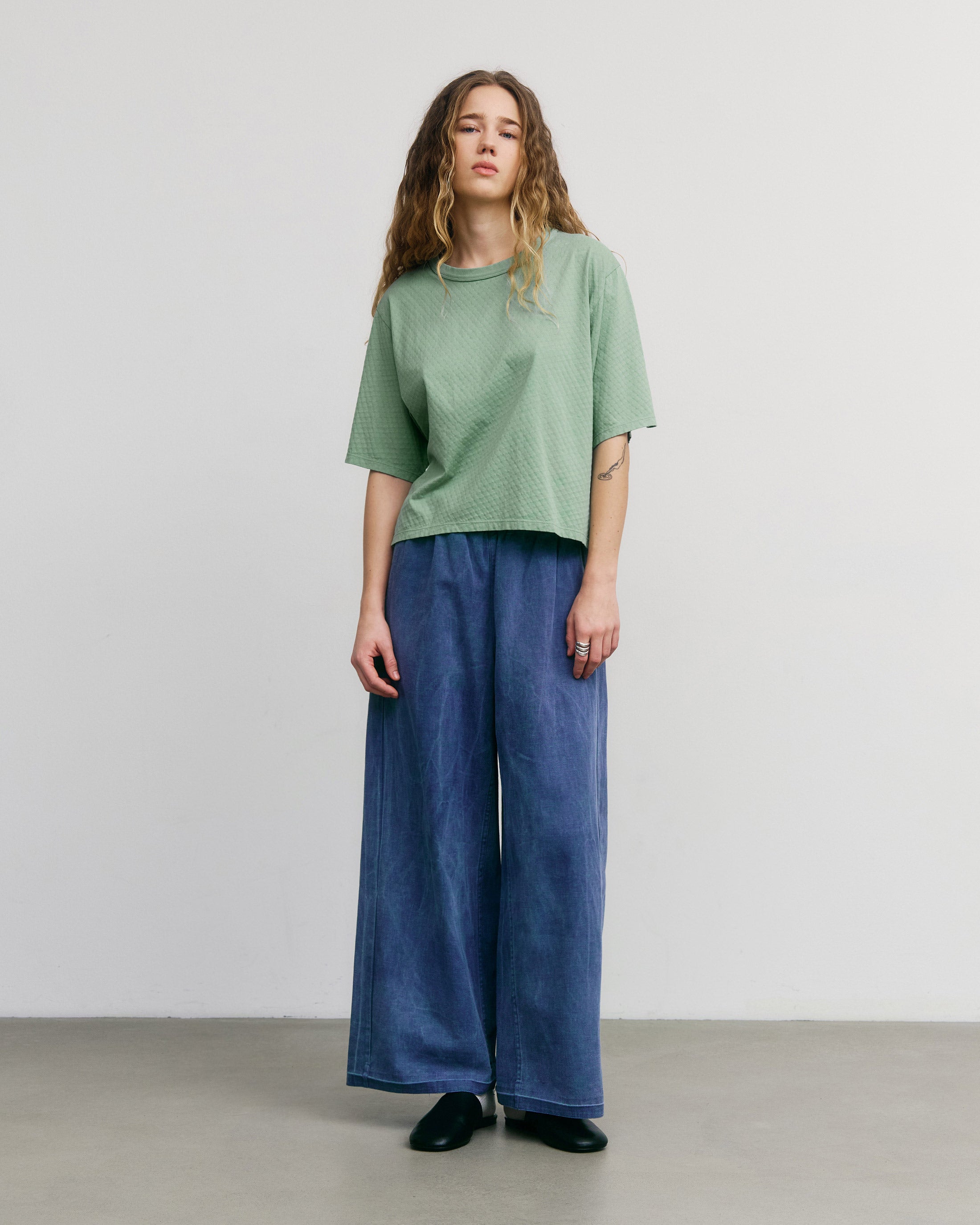 Short Structured T-Shirt Organic Cotton - Green