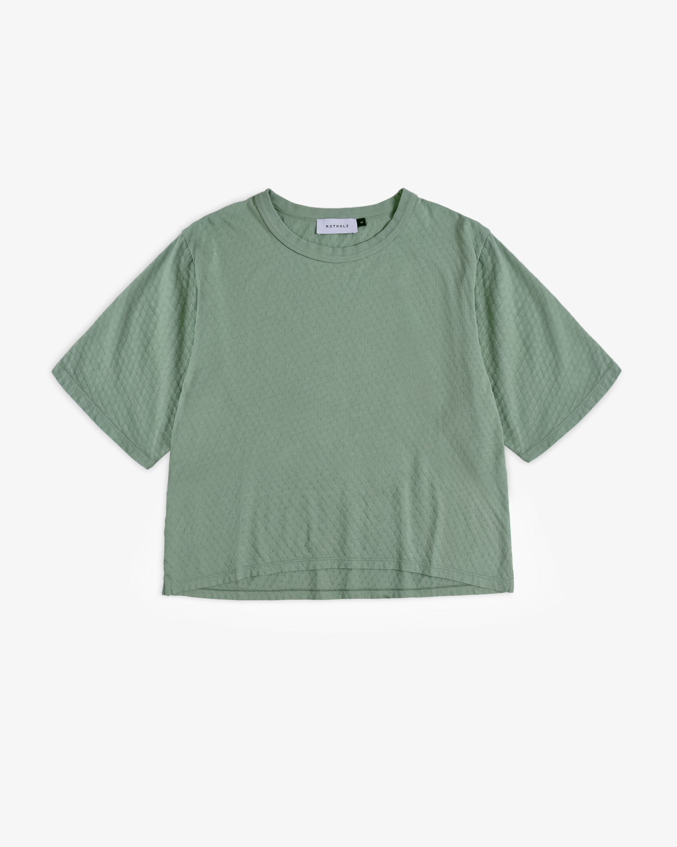 Kurzes Strukturiertes T-Shirt Bio Baumwolle - Grün