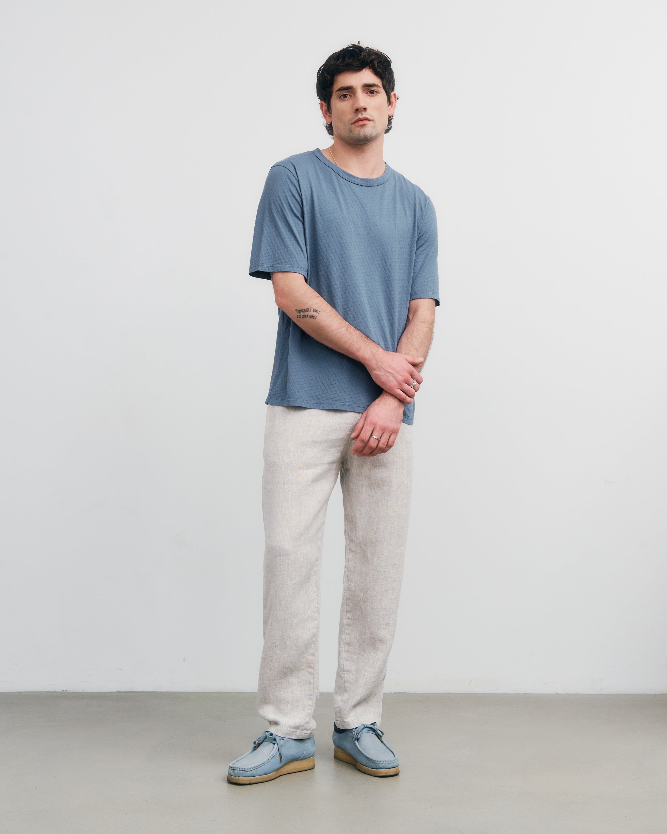 Structured Organic Cotton T-Shirt - Blue