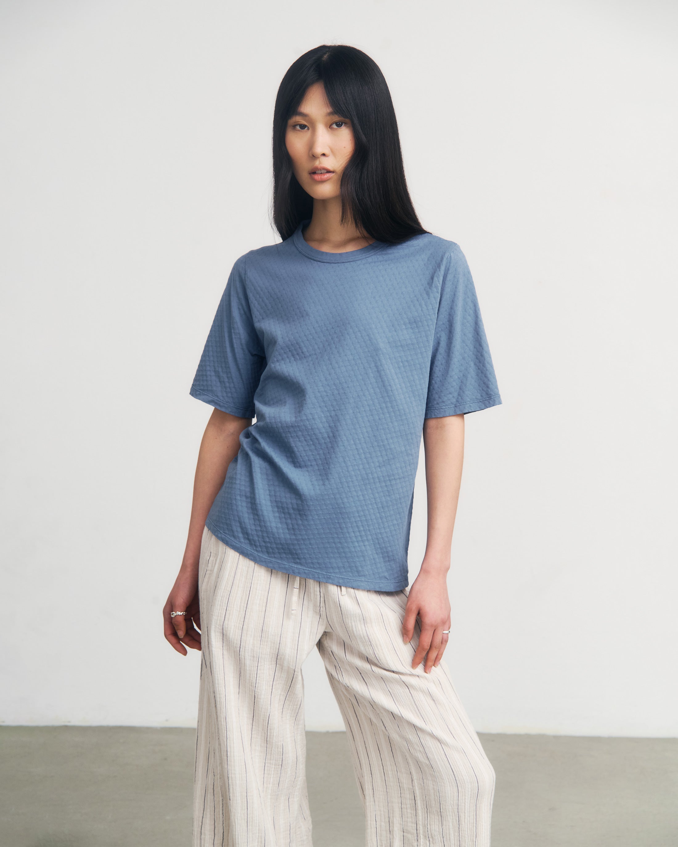 Structured T-Shirt Organic Cotton - Blue