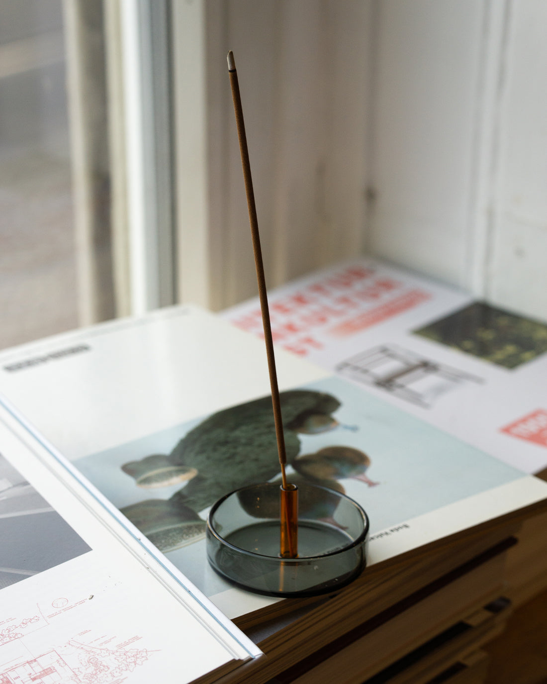 GLASS INCENSE STICK HOLDER – AMBER