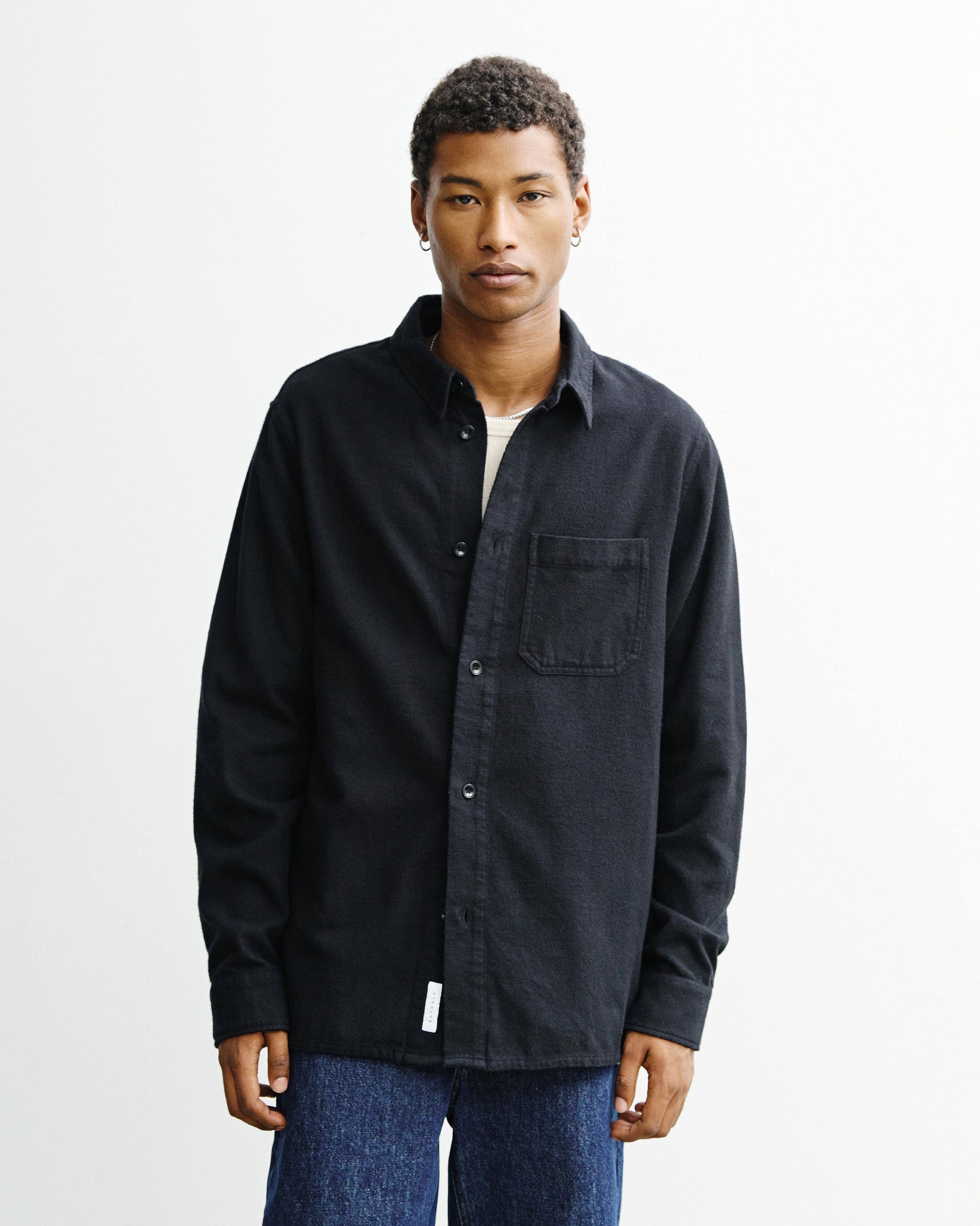 Flannel Shirt Organic Cotton - Black