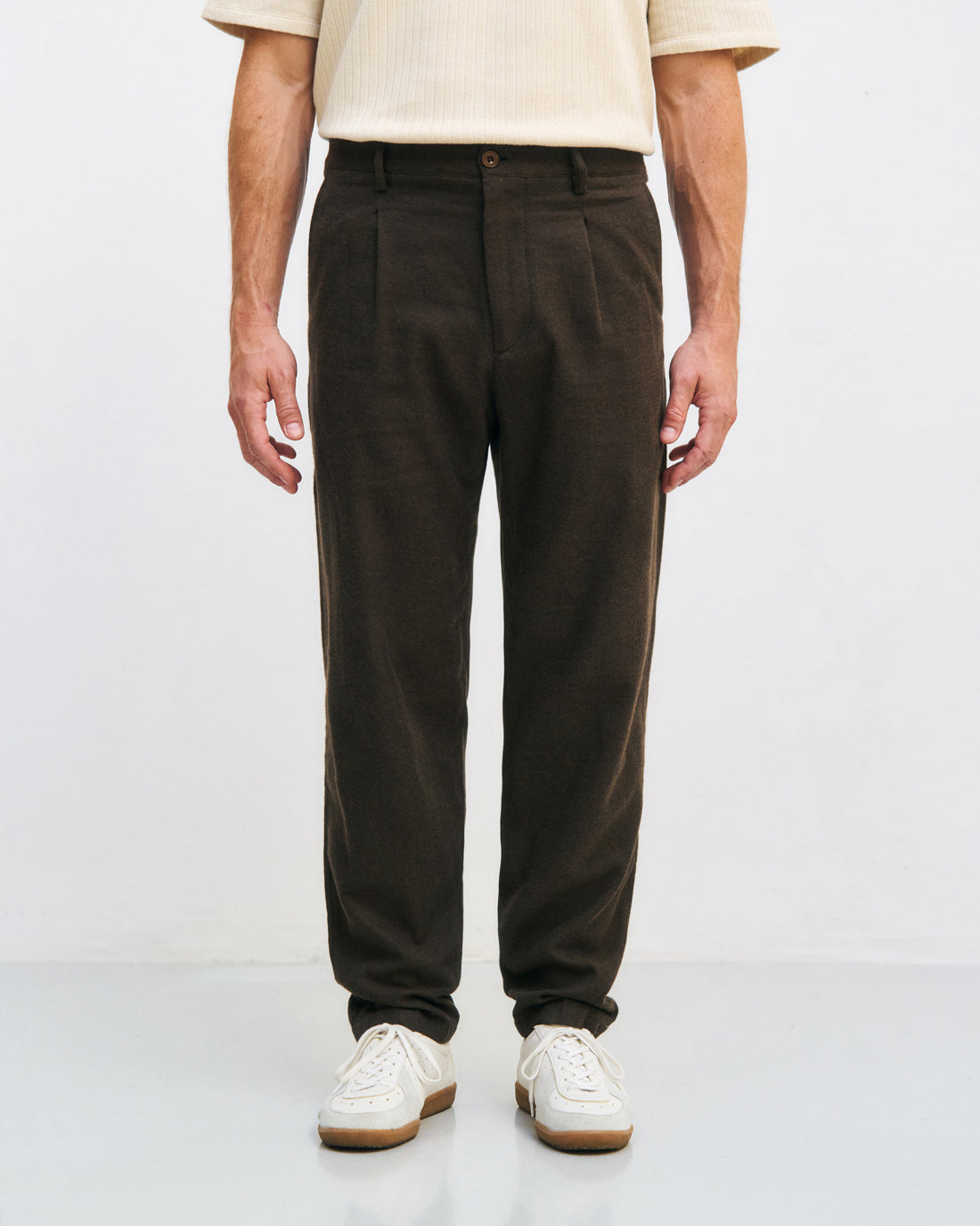 Flannel trousers organic cotton - Brown