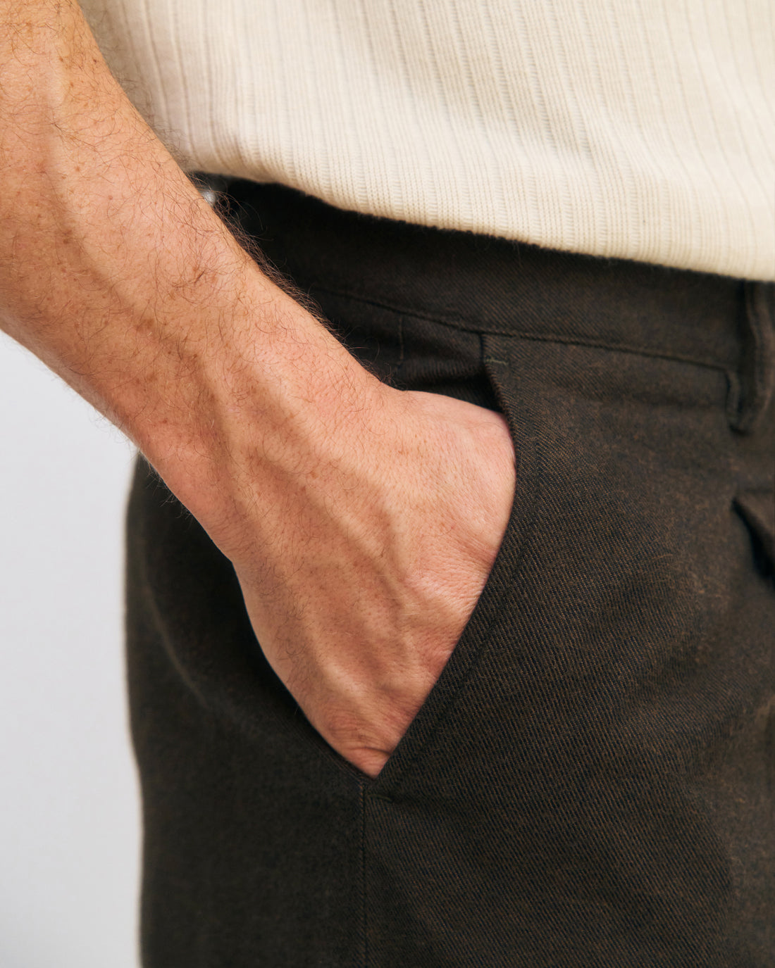 Flannel trousers organic cotton - Brown