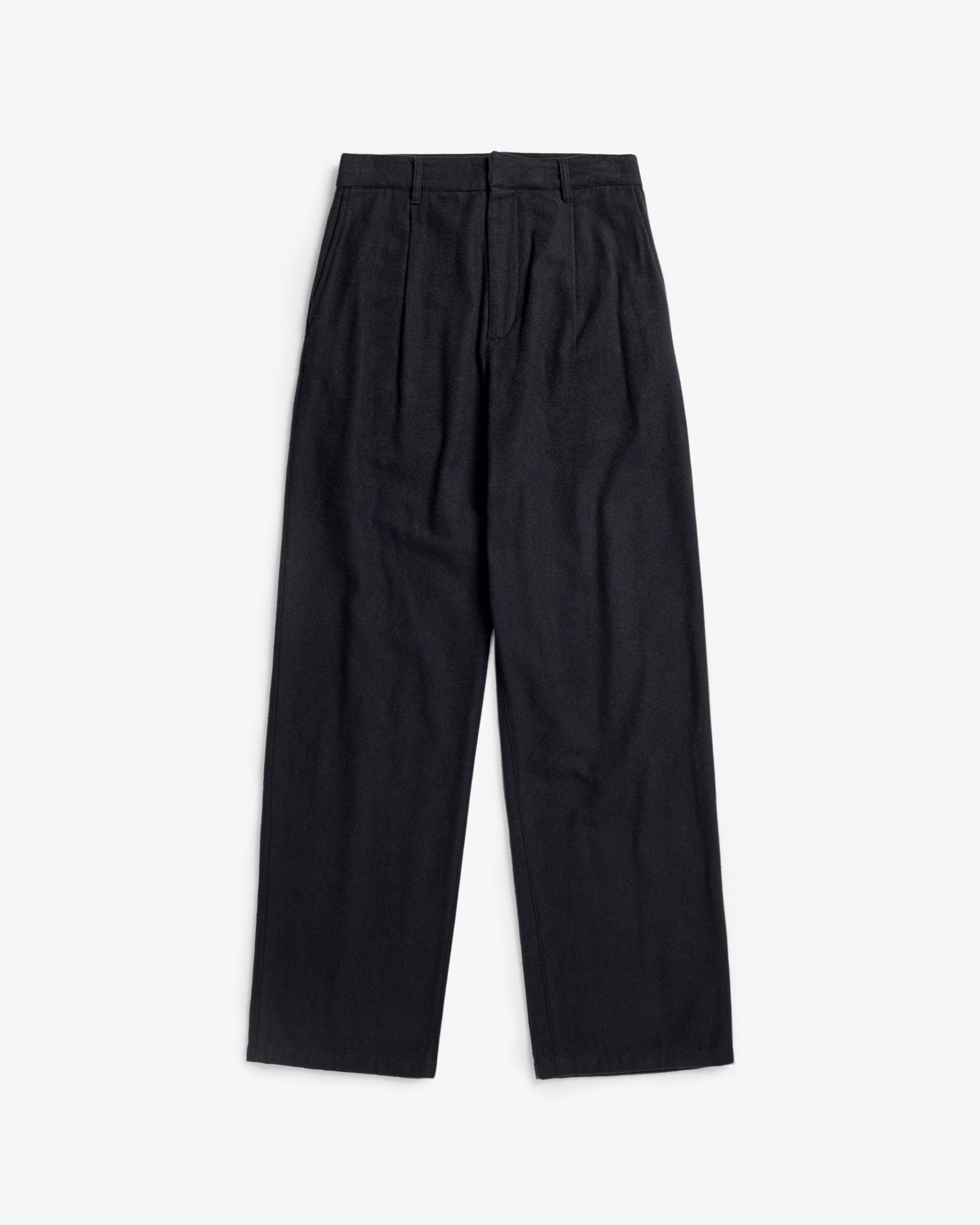 High-Waist Flannel Trousers Organic Cotton - Black