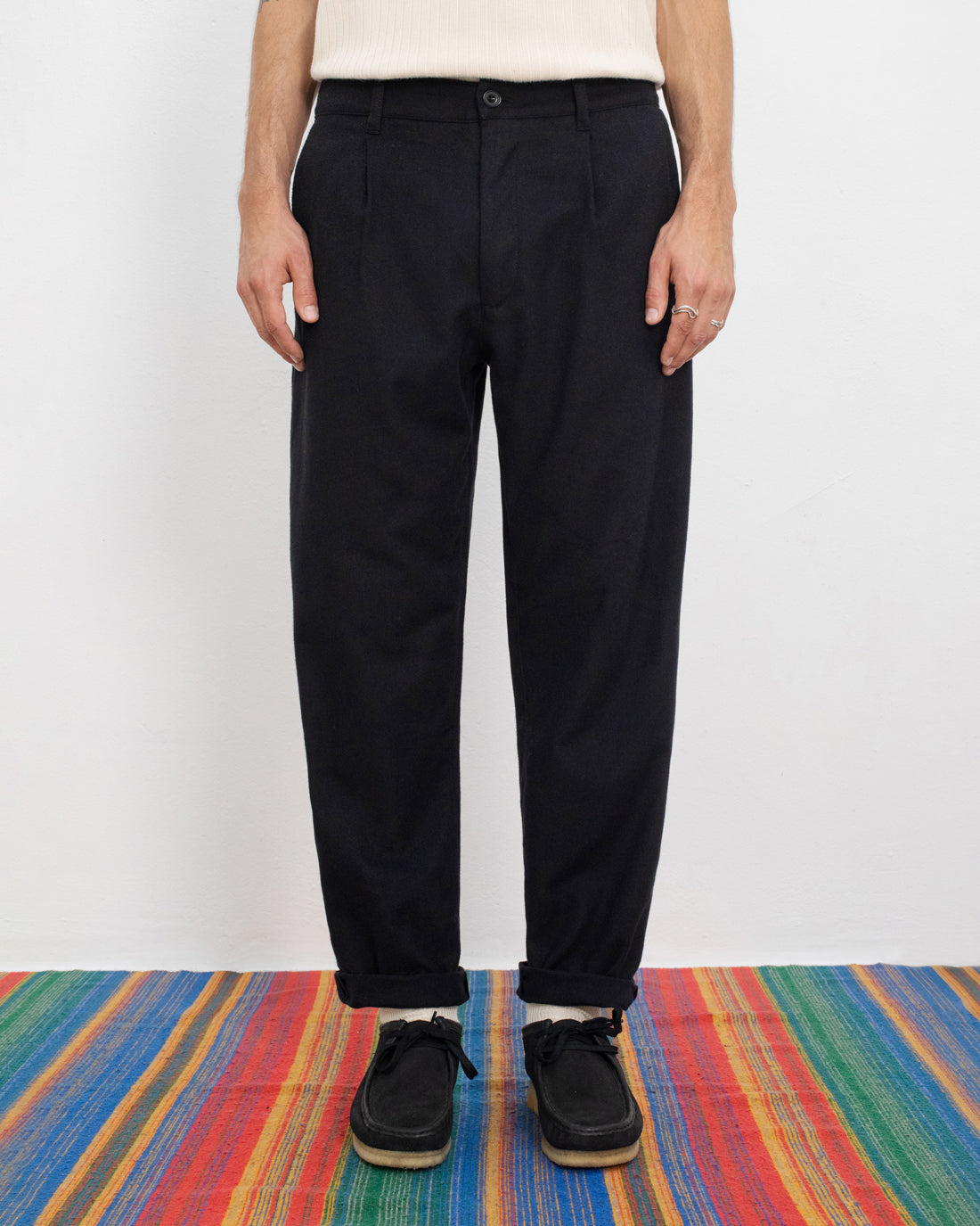 Flannel trousers organic cotton - Black