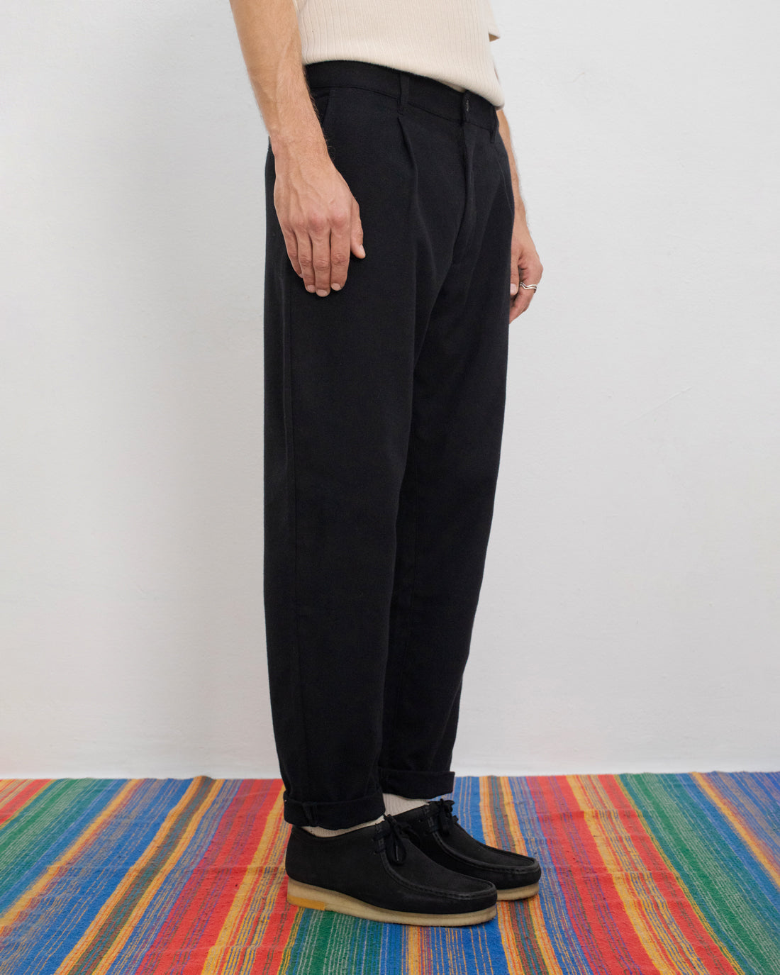 Flannel trousers organic cotton - Black