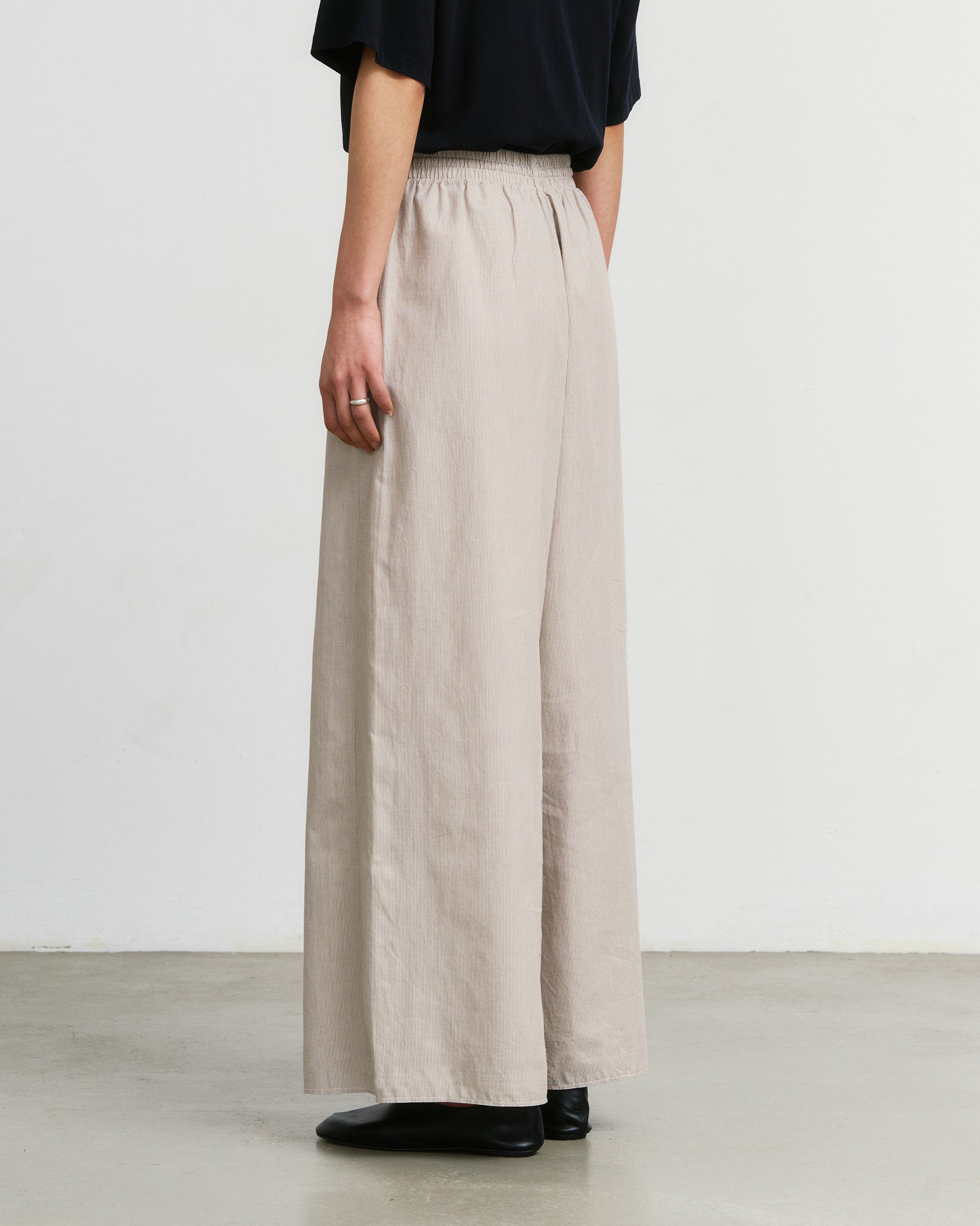 Leichte Schlaghose Bio Baumwolle - Beige Gestreift