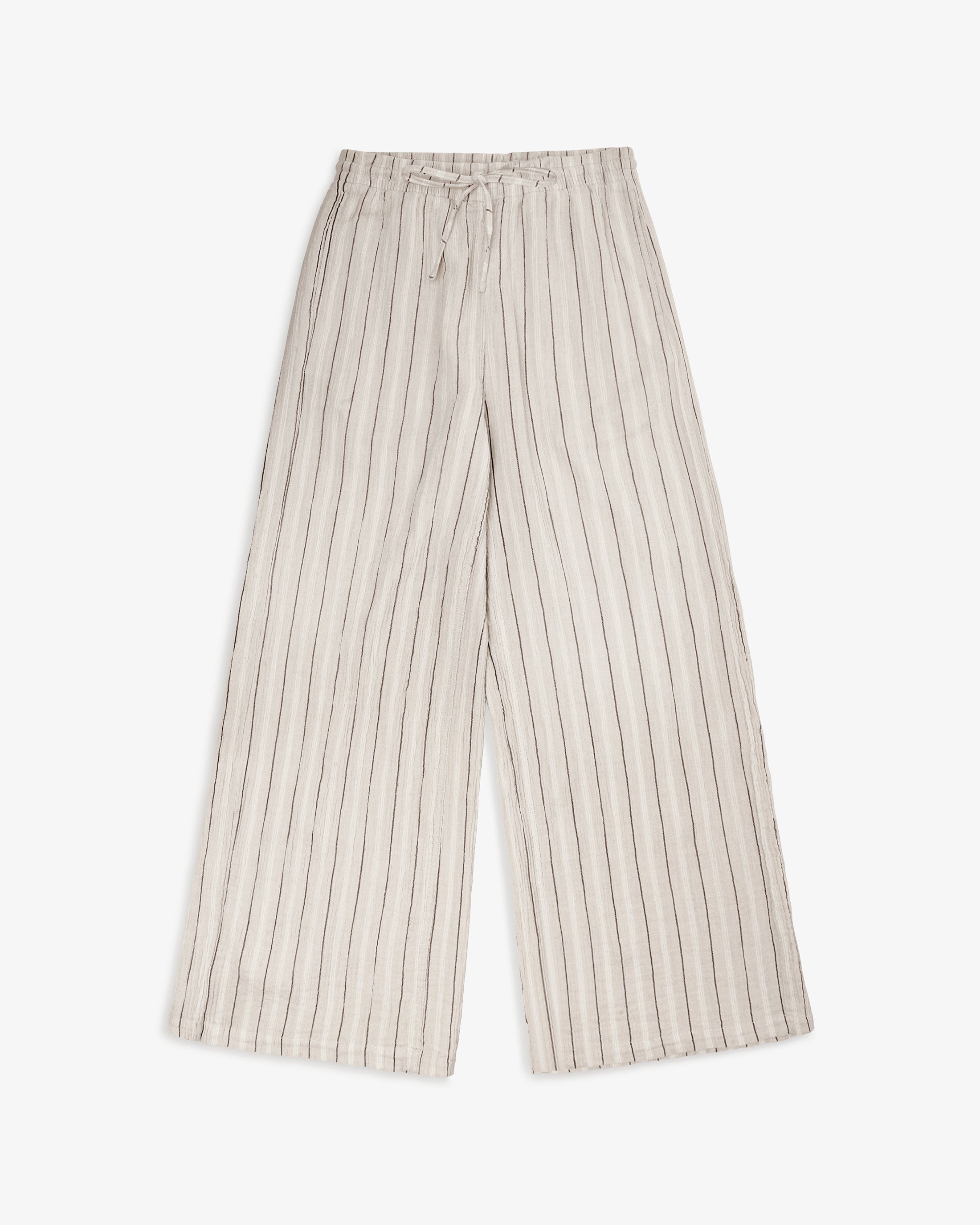 Leichte Schlaghose Bio Baumwolle - Sand Gestreift