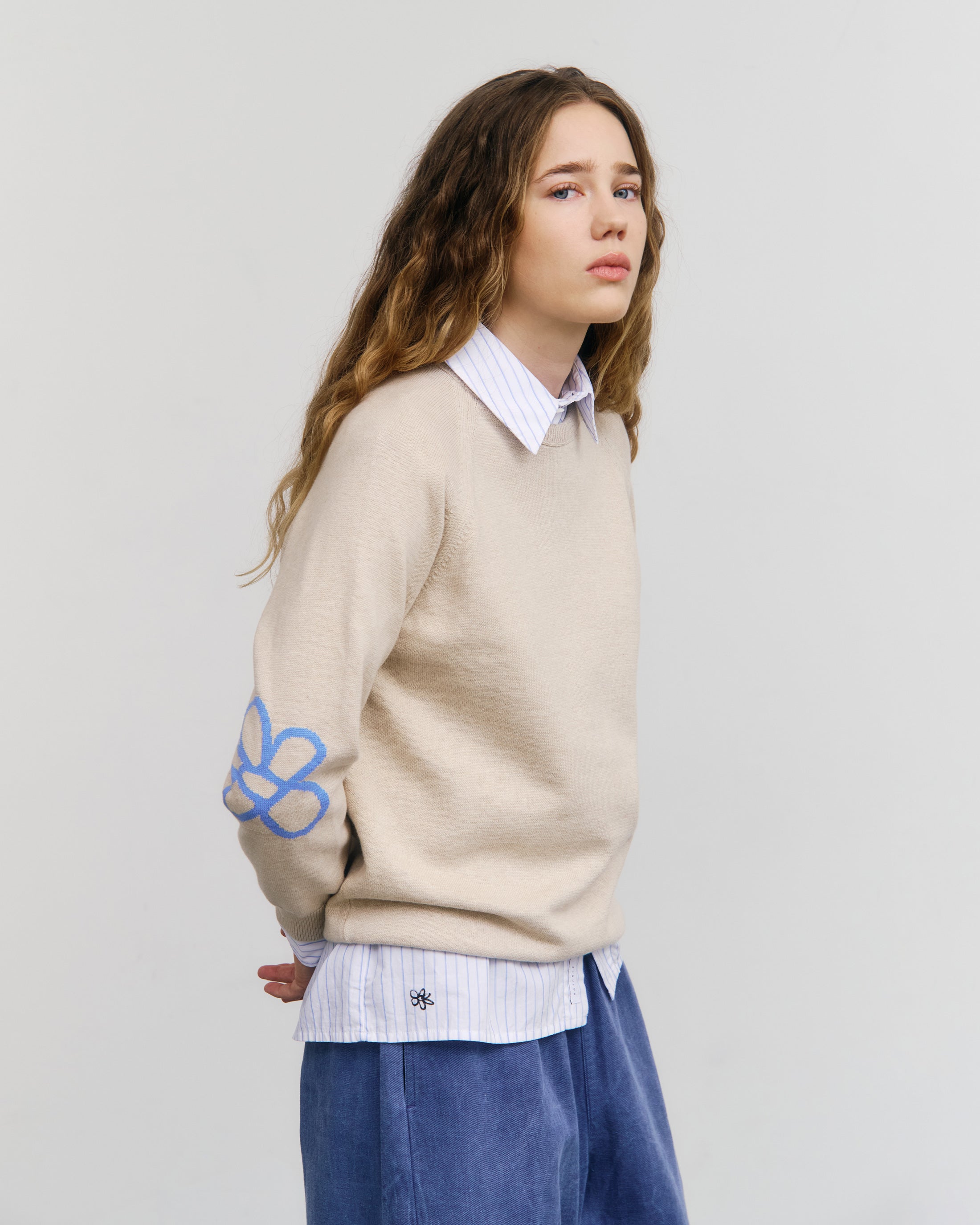 Leichter Strickpullover Bio Baumwolle - Beige