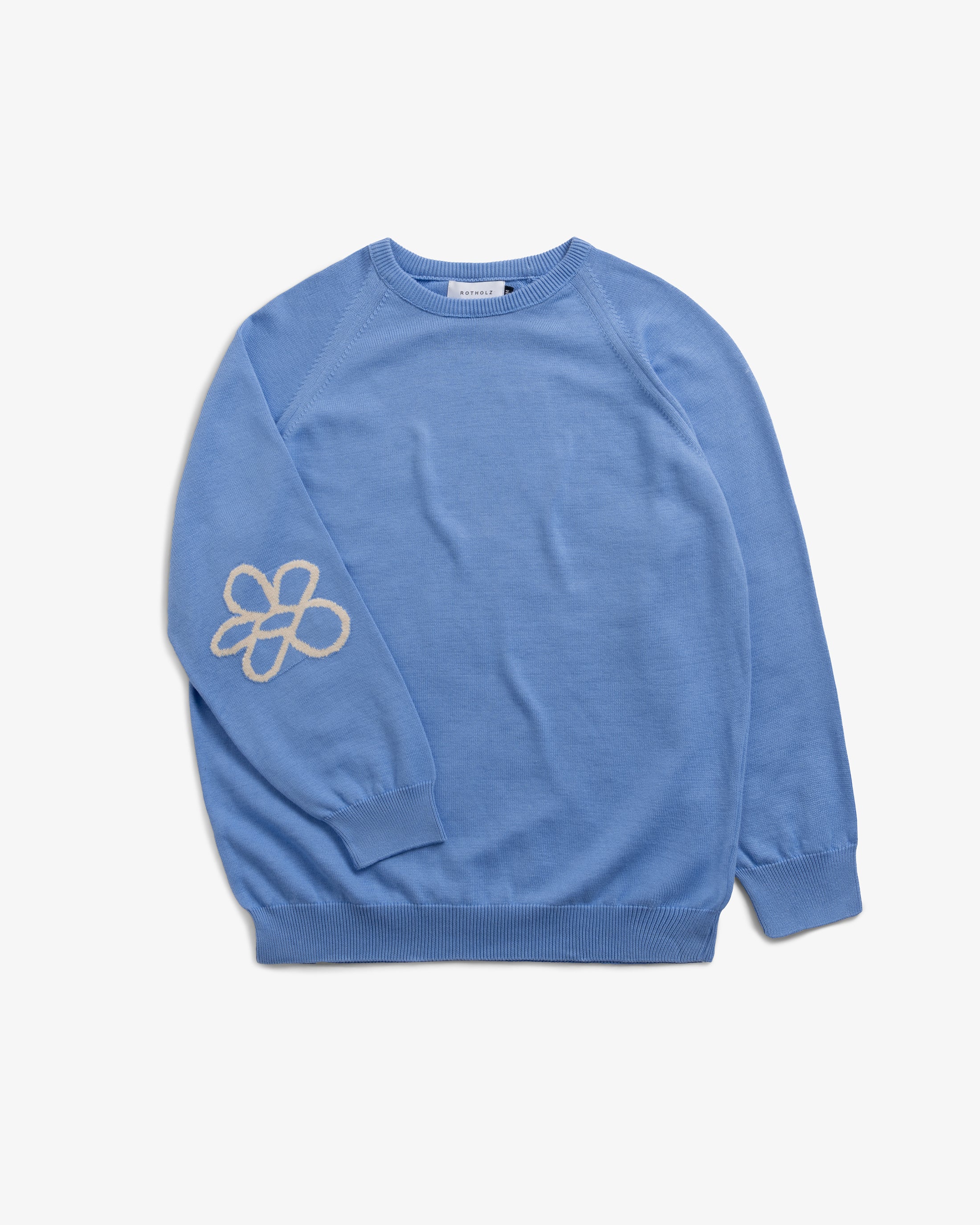 Flower Organic Cotton Knitted Sweater - Blue