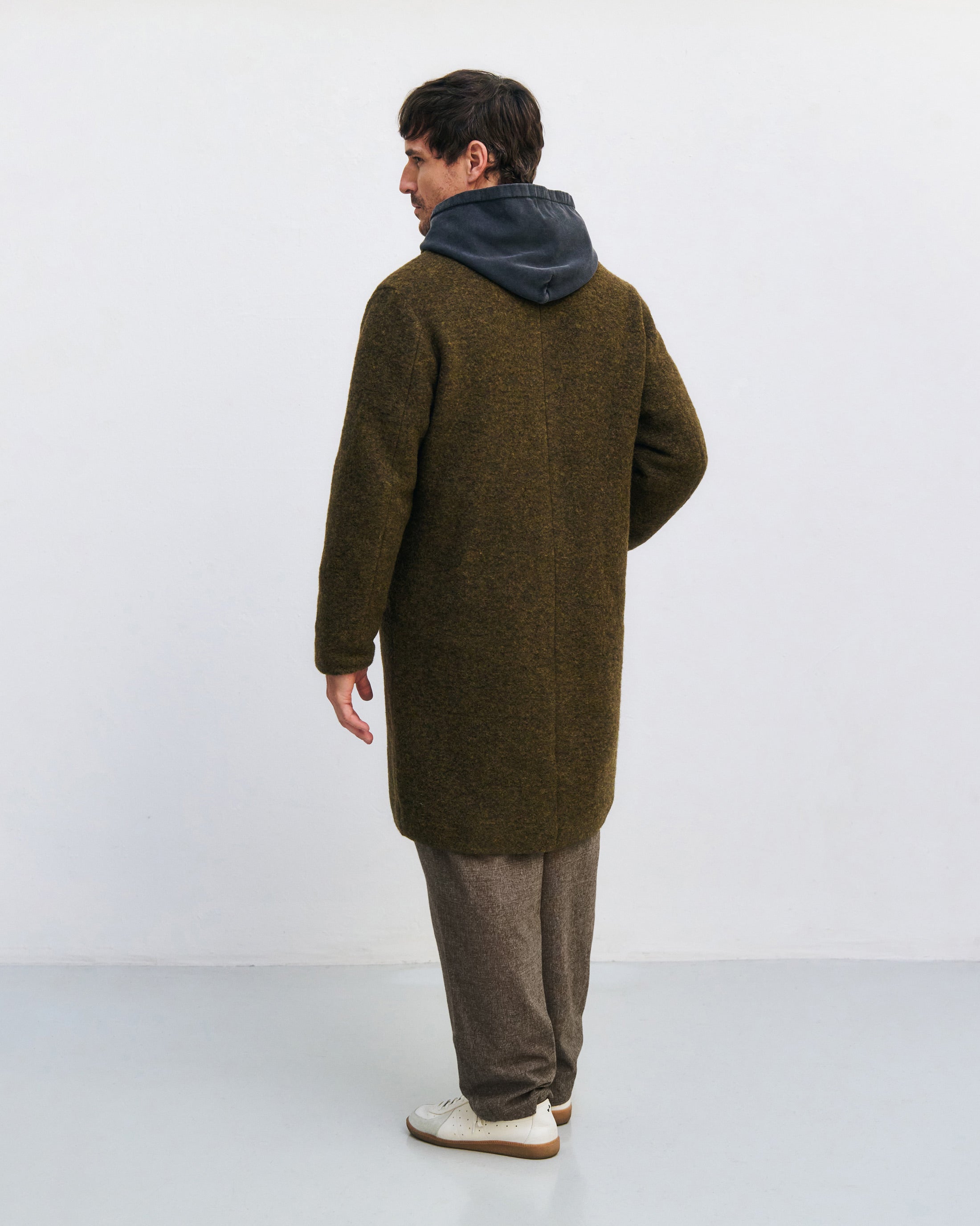 Organic Wool Blend Coat - Dark Green
