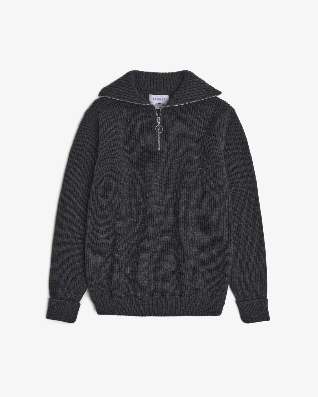 Heavyweight knit sweater made from recycled wool - anthracite
