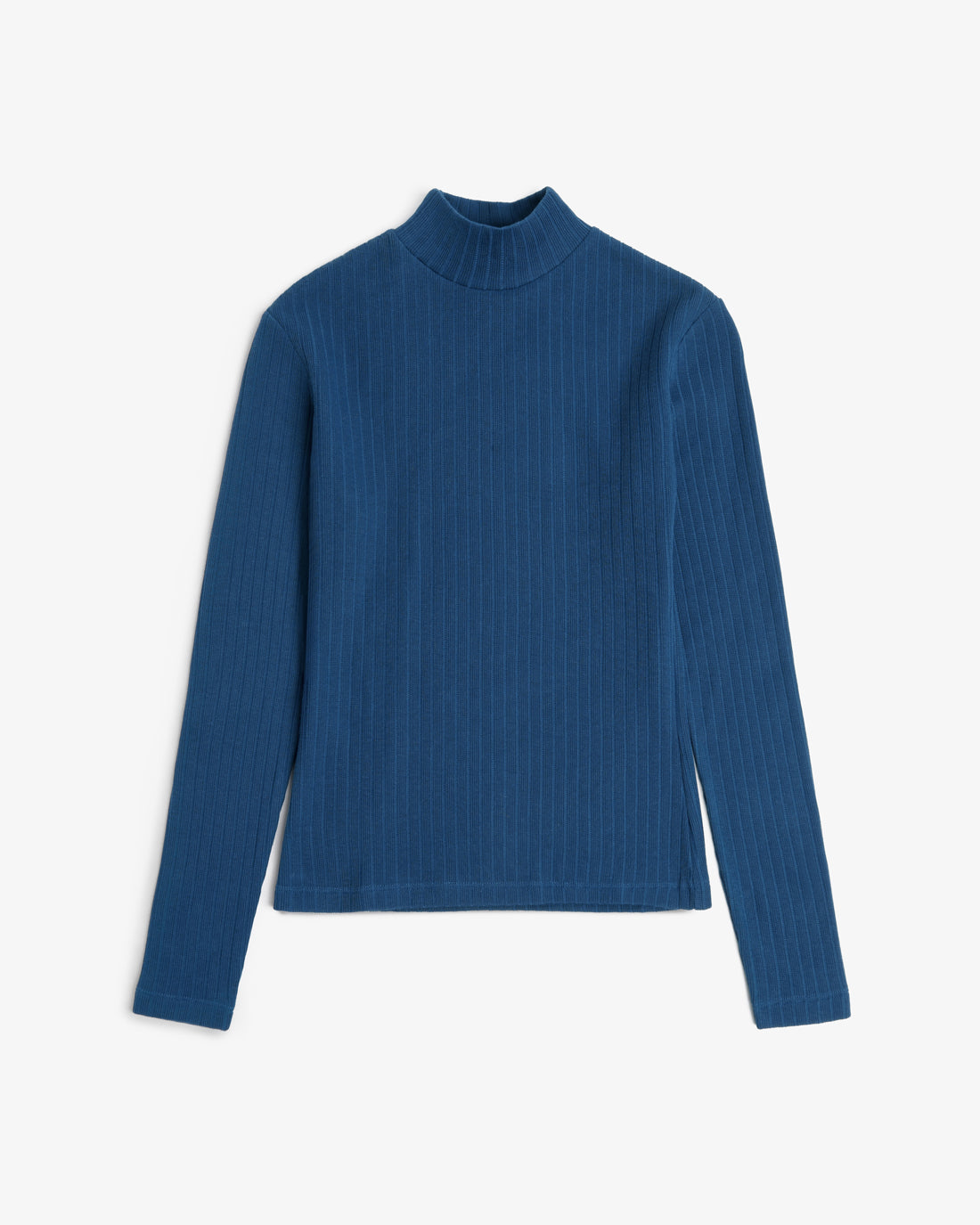 Heavyweight mockneck long-sleeved shirt made of organic cotton - Royal Blue
