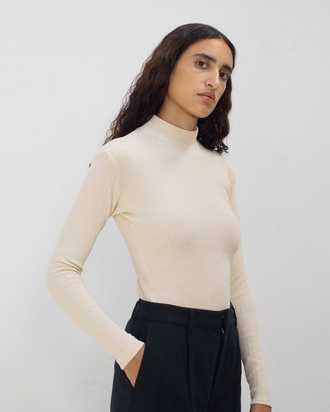 Mockneck Longsleeve Organic Cotton - Cream