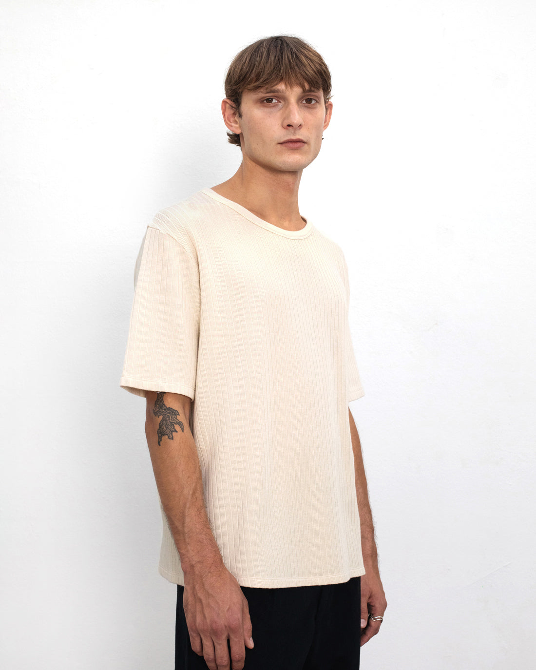 Ribbed T-Shirt Organic Cotton - Cream