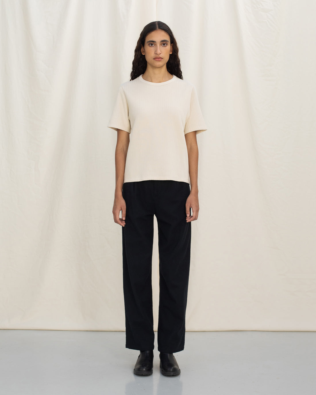 Ribbed T-Shirt Organic Cotton - Cream