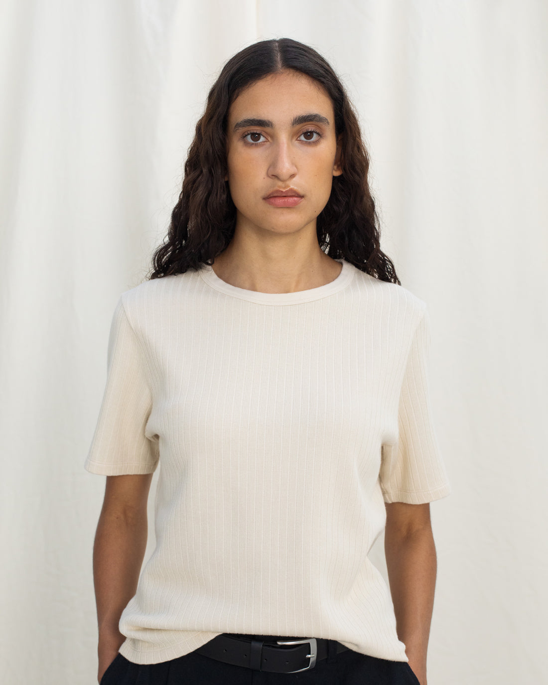 Ribbed T-Shirt Organic Cotton - Cream