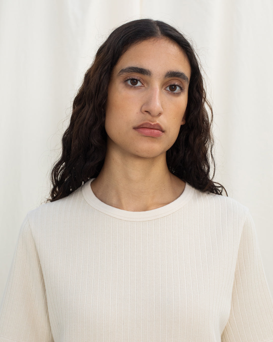 Ribbed T-Shirt Organic Cotton - Cream