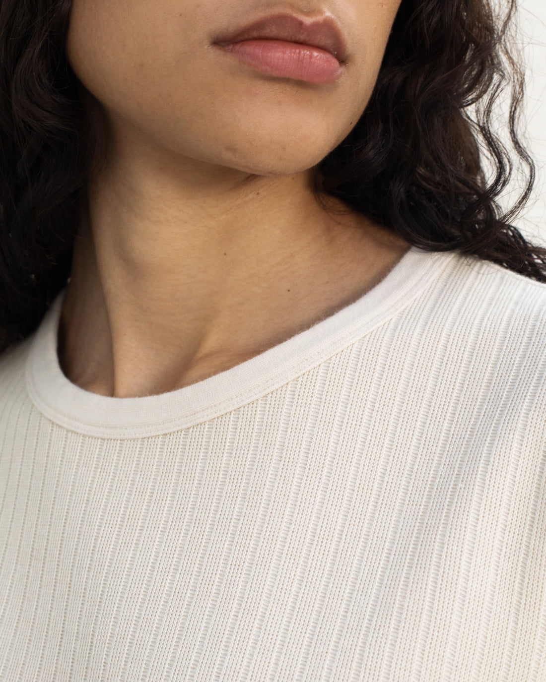 Ribbed T-Shirt Organic Cotton - Cream