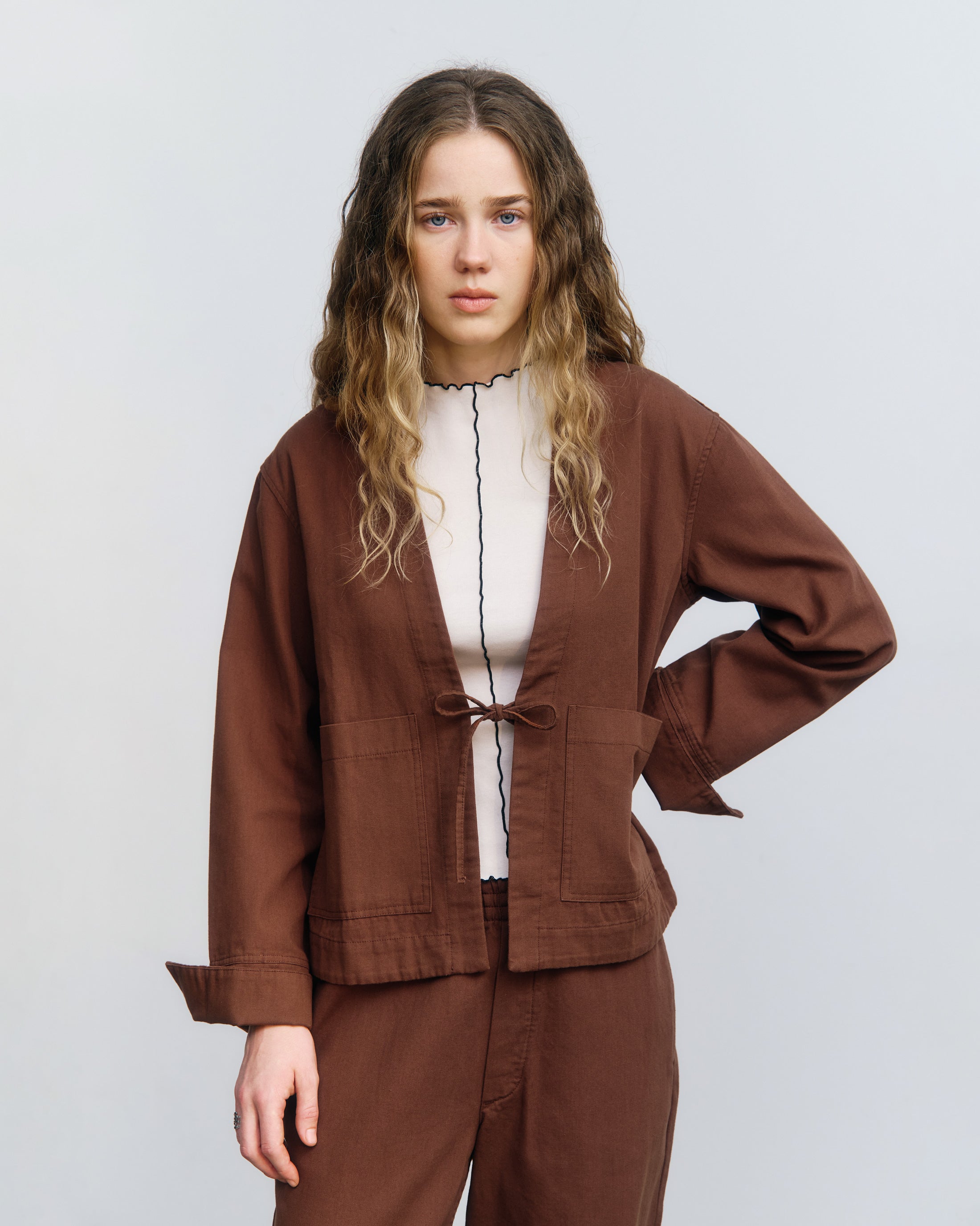 Kimono Jacke Bio Baumwolle - Braun