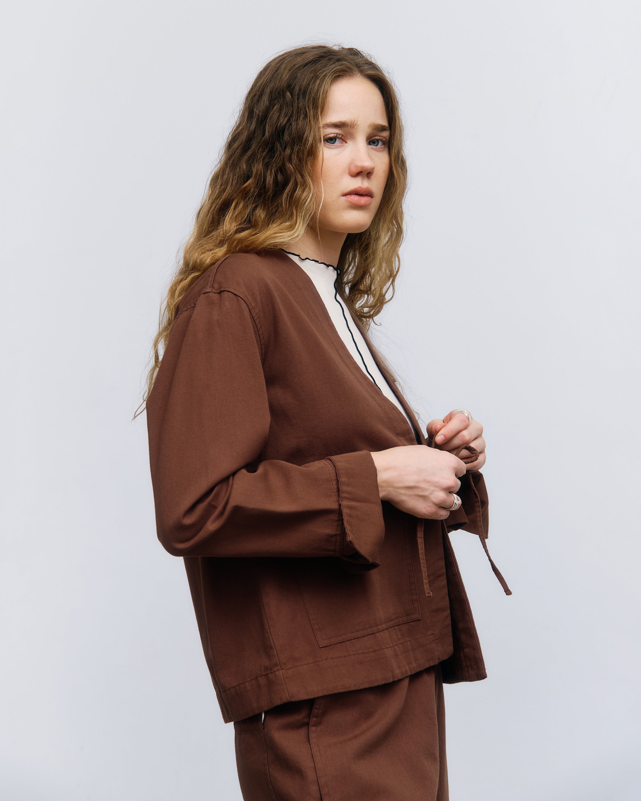 Kimono Jacke Bio Baumwolle - Braun