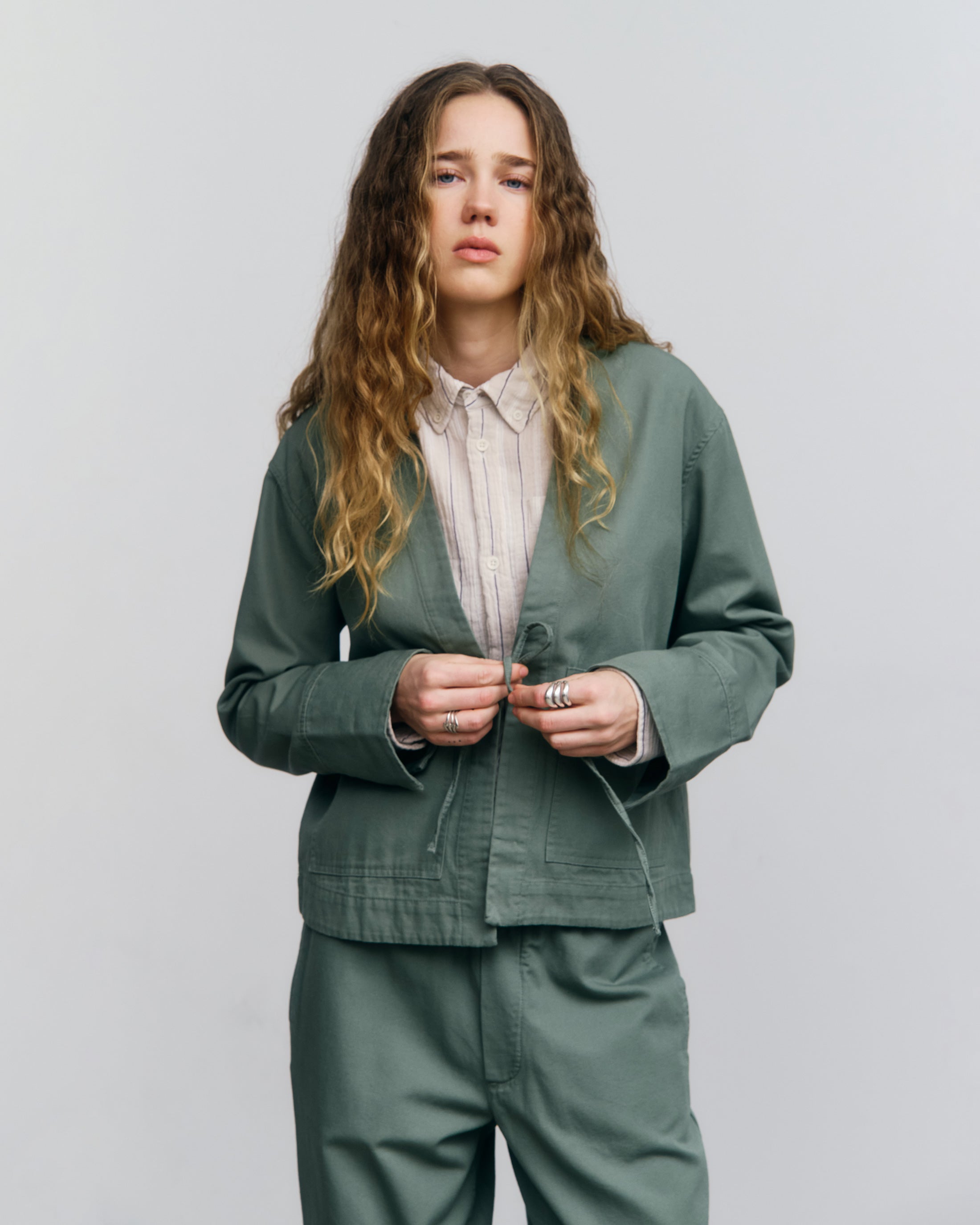 Kimono Jacke Bio Baumwolle - Grün