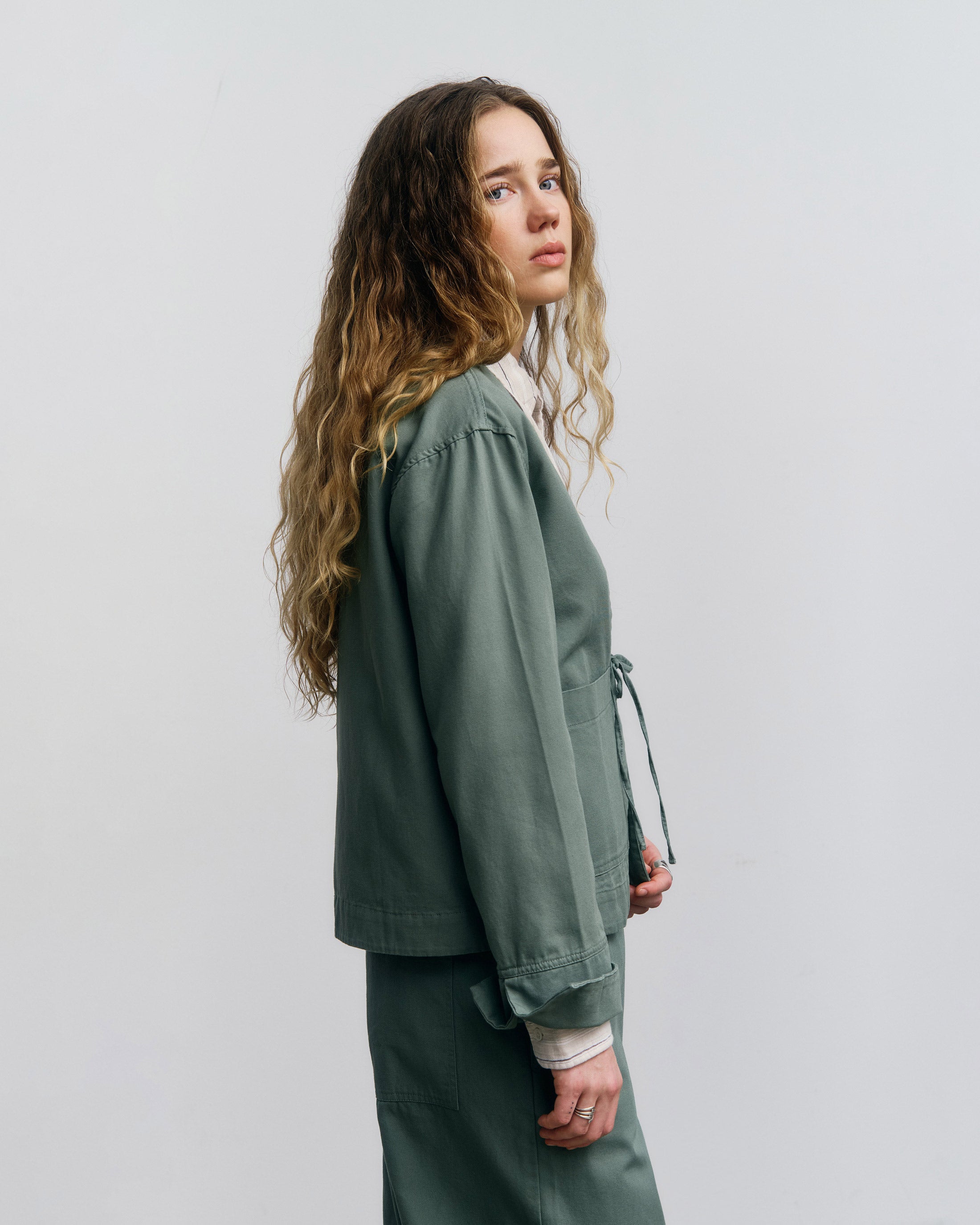 Kimono Jacke Bio Baumwolle - Grün