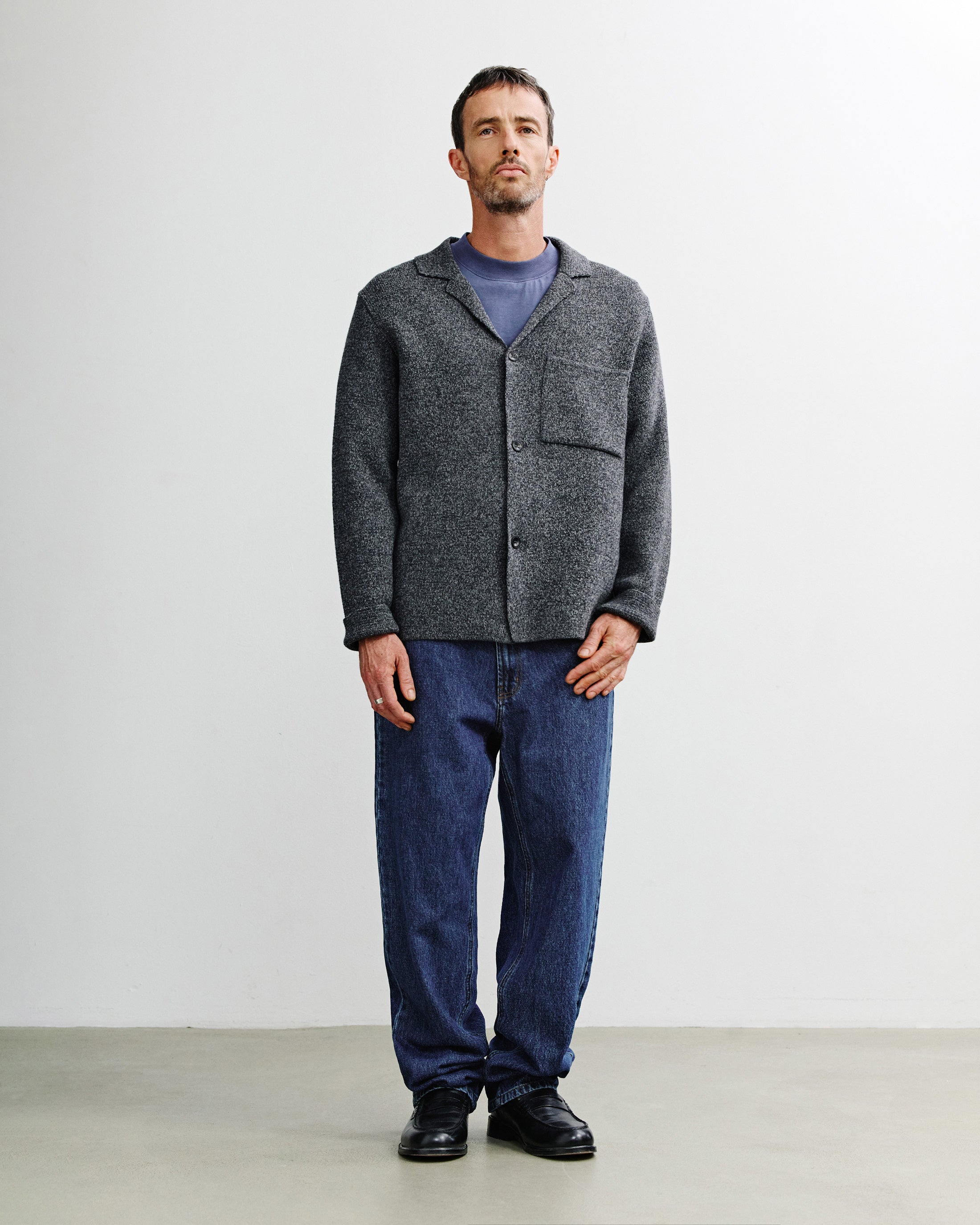 Recycled Wool Cardigan - Grey Marl