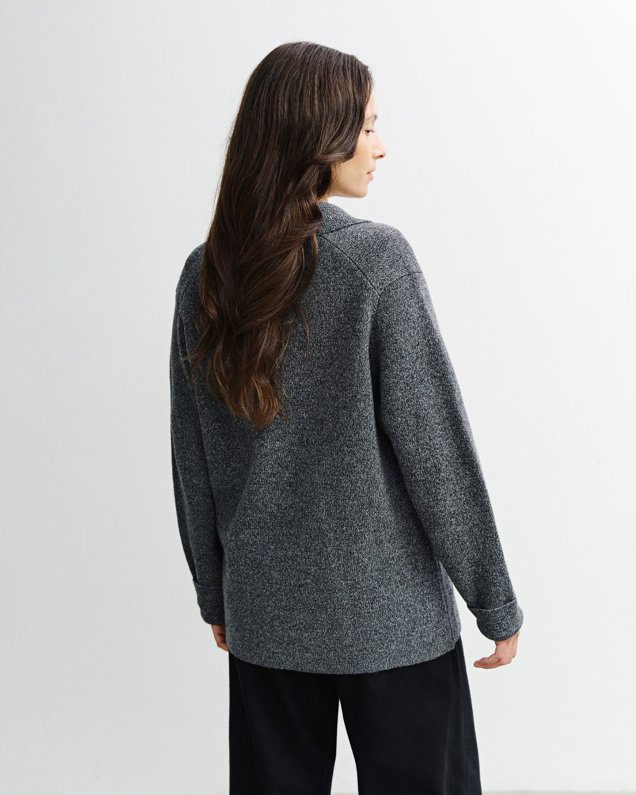 Recycled Wool Cardigan - Grey Marl