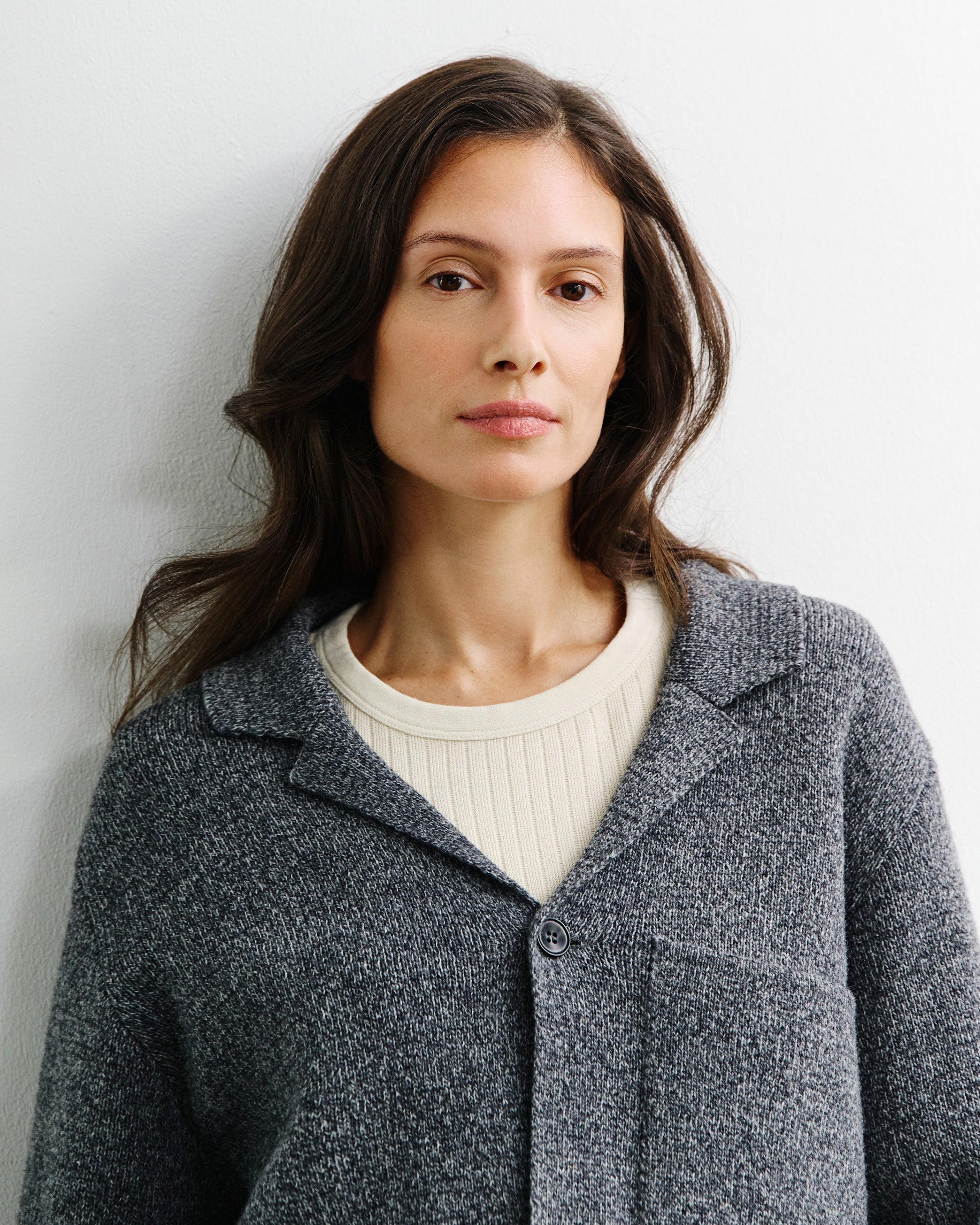 Recycled Wool Cardigan - Grey Marl