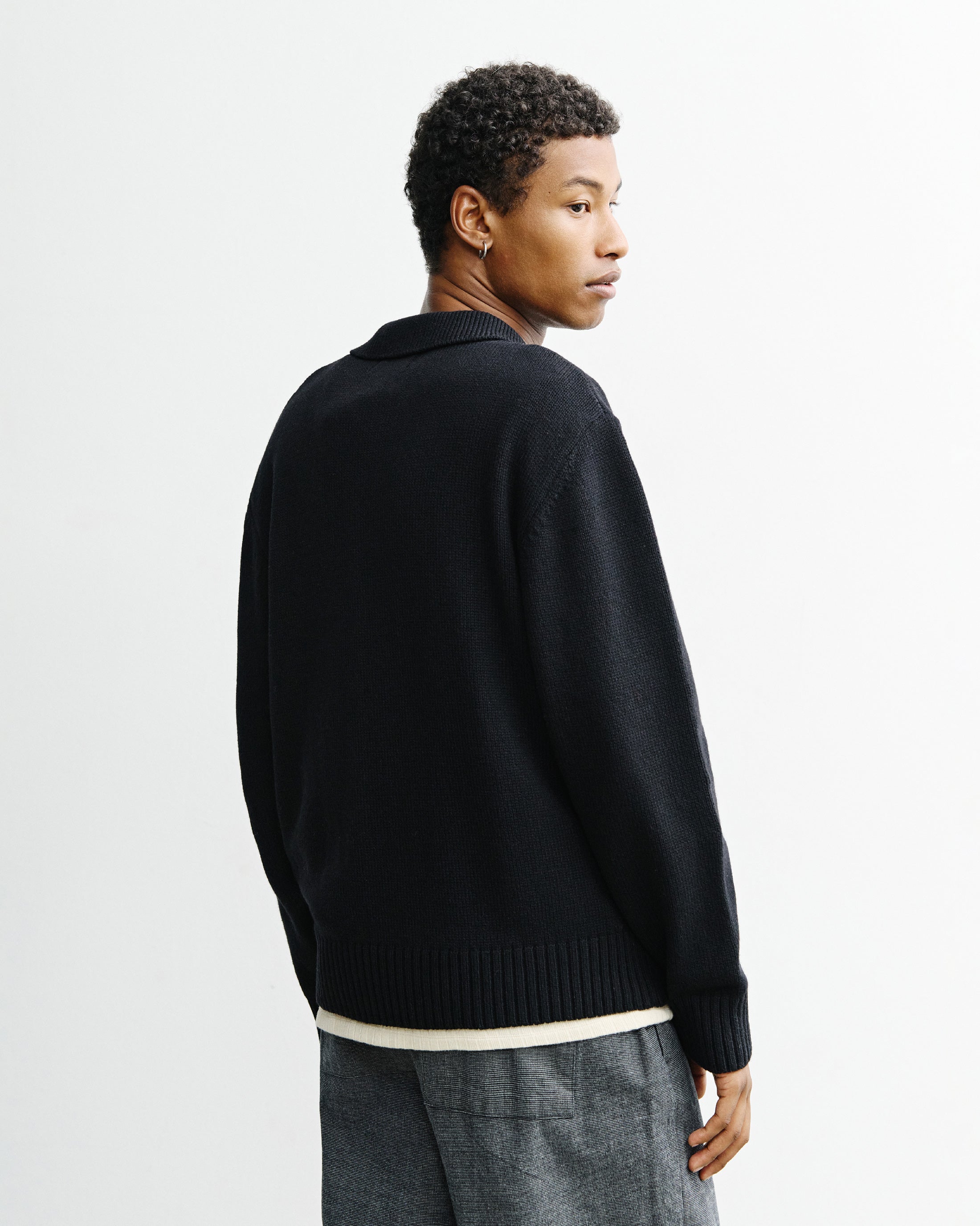 Polo Cardigan - Black