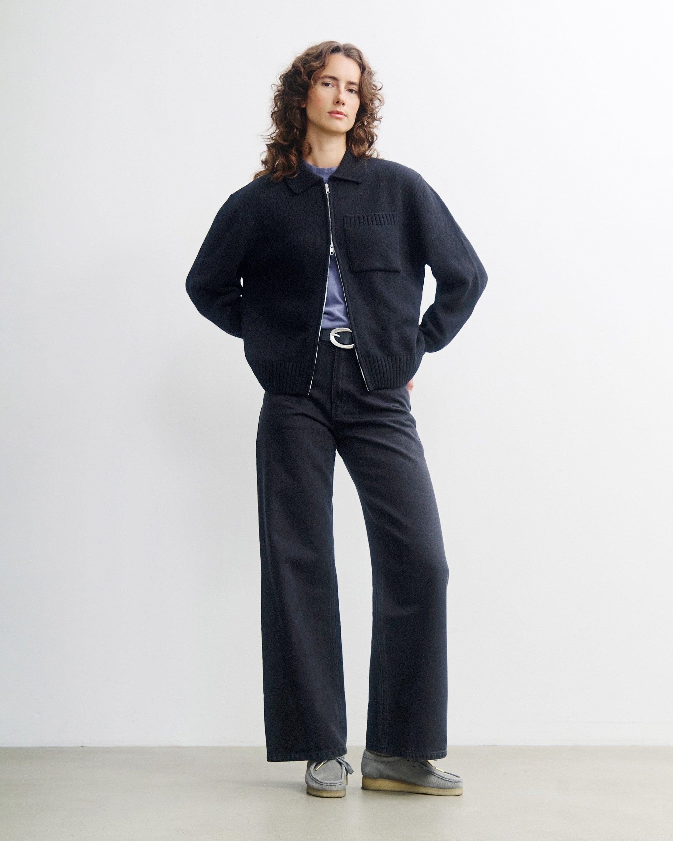 Polo Cardigan - Black