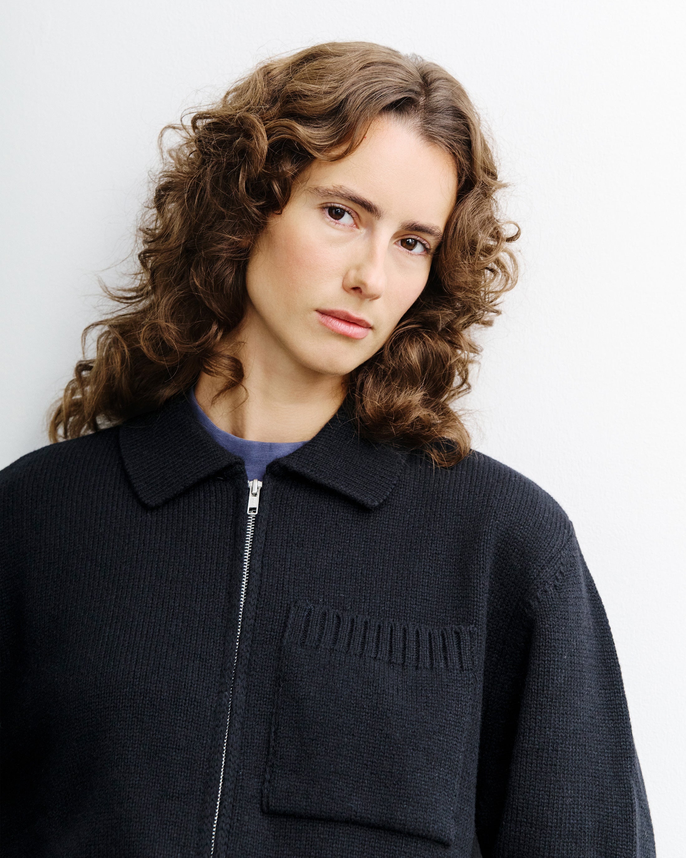 Polo Cardigan - Black