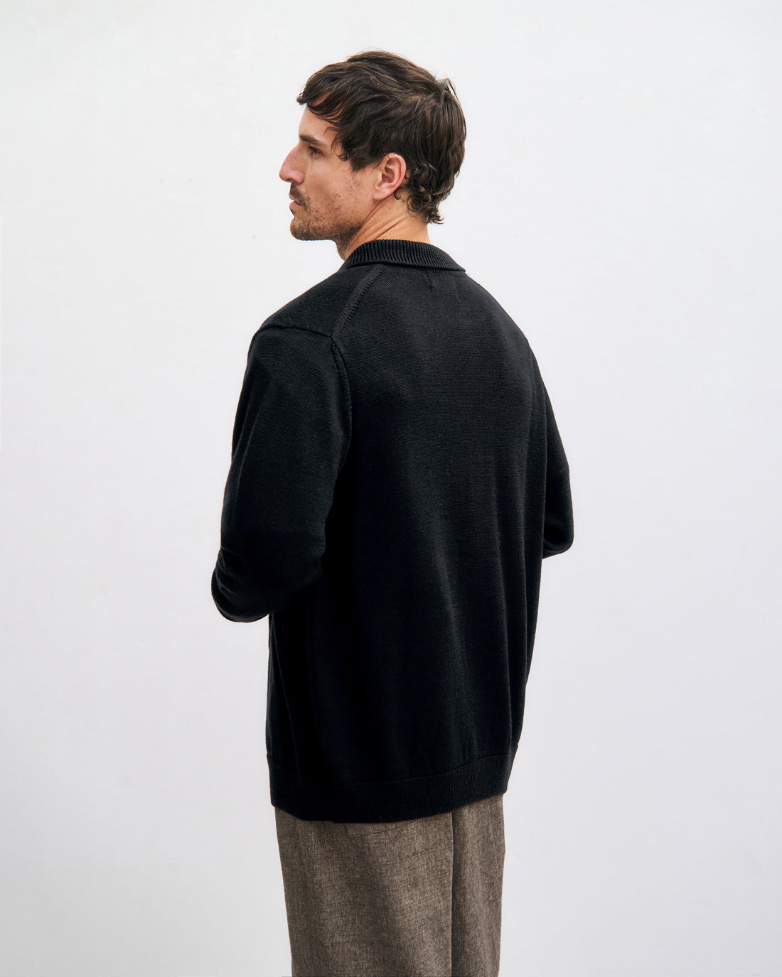 Knit Shirt Merino Wool - Black