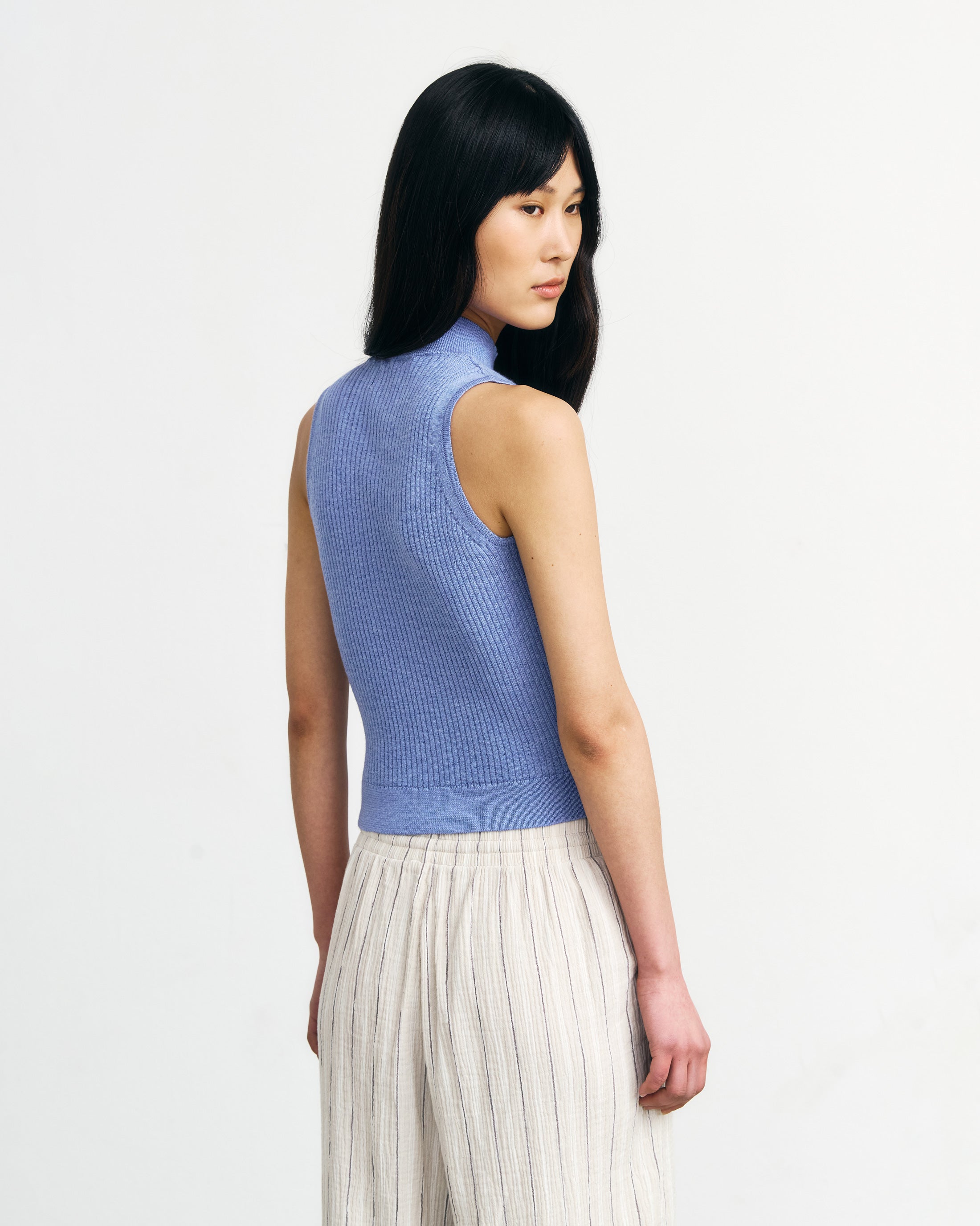 Merino Strick Singlet - Blau