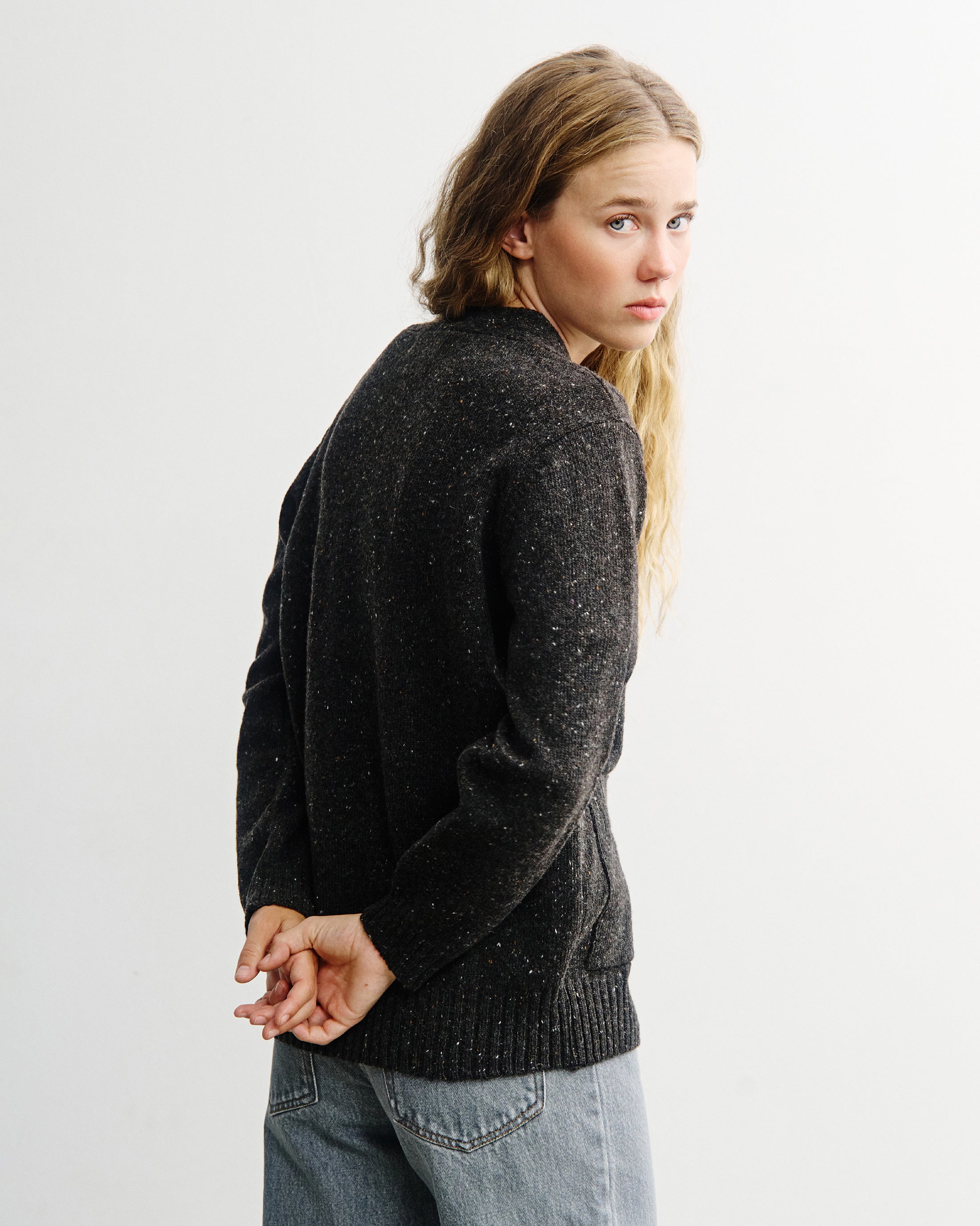 Knit Cardigan - Speckled Black FW26