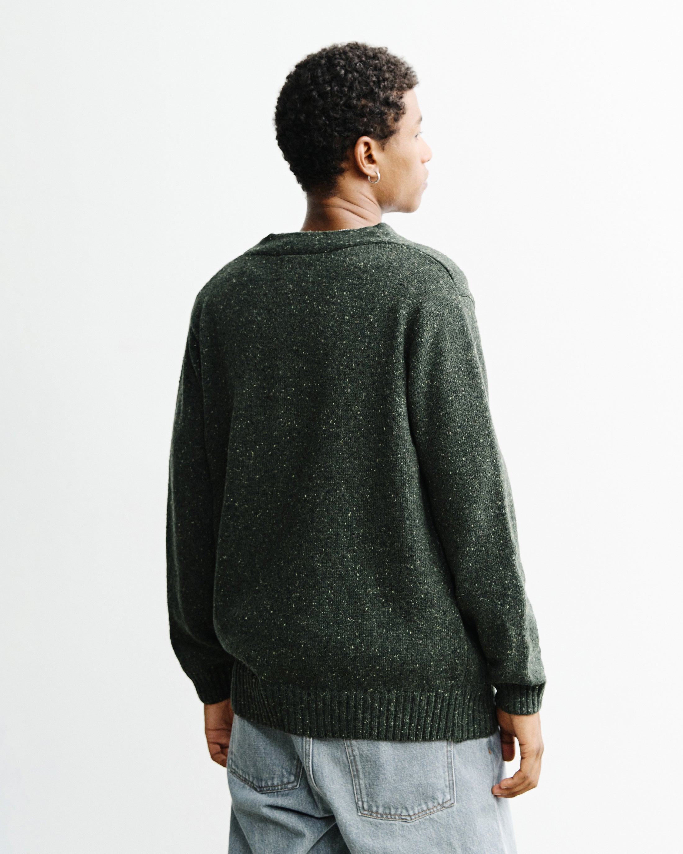 Knitted Merino Wool Cardigan - Green