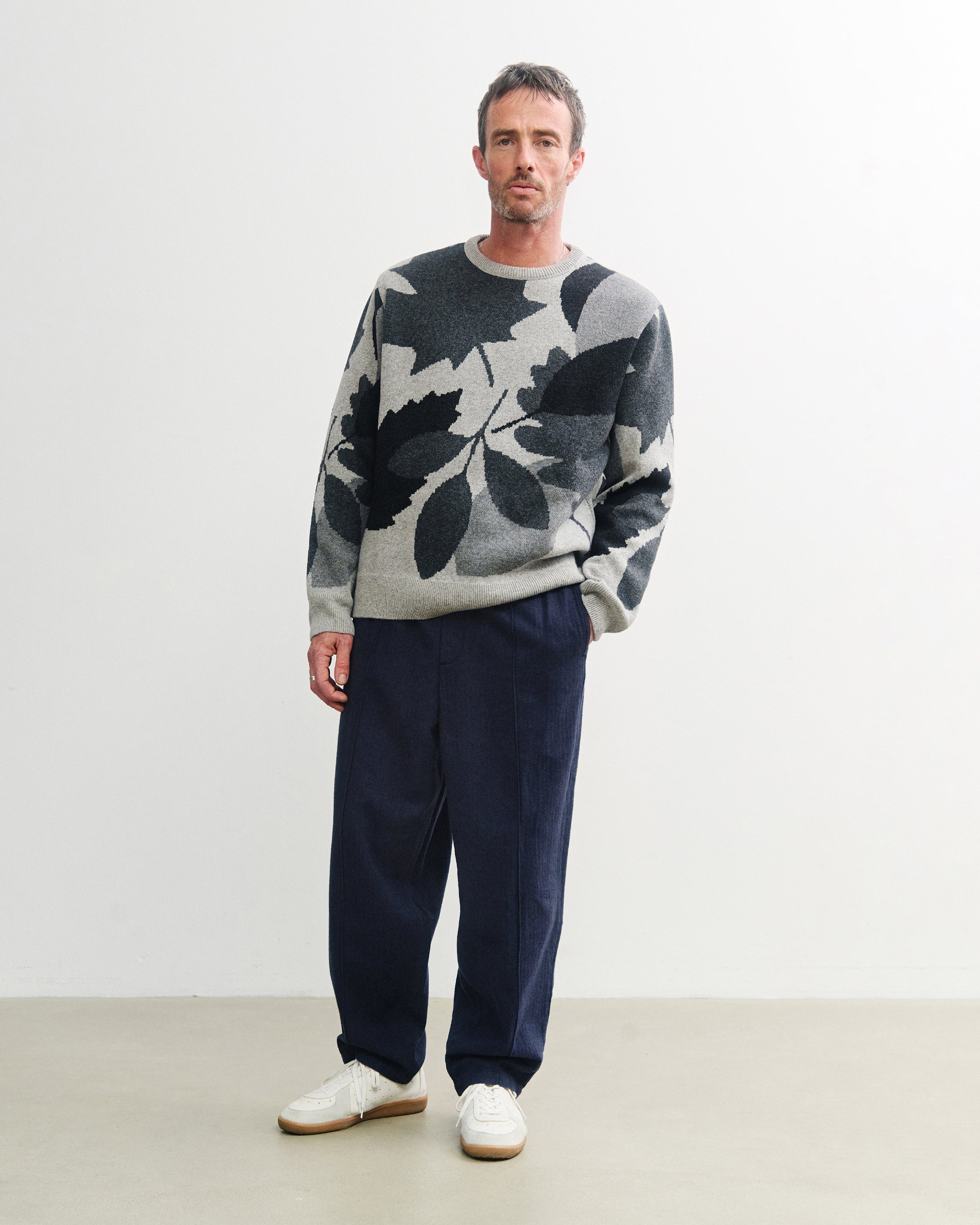 Leaf Knit Sweatshirt - Leaf Gray FW26
