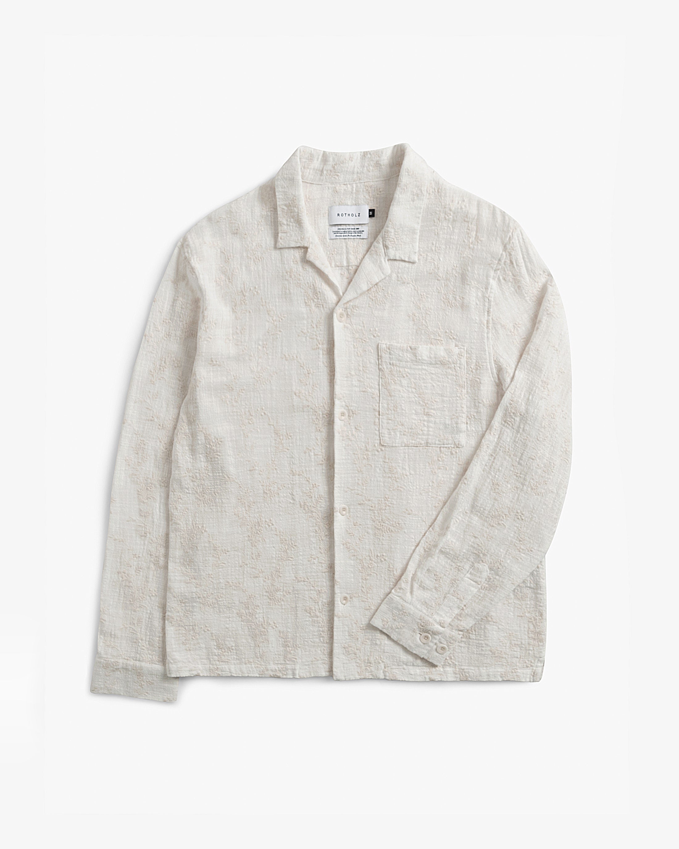 Leisure Shirt Organic Cotton - Floral White