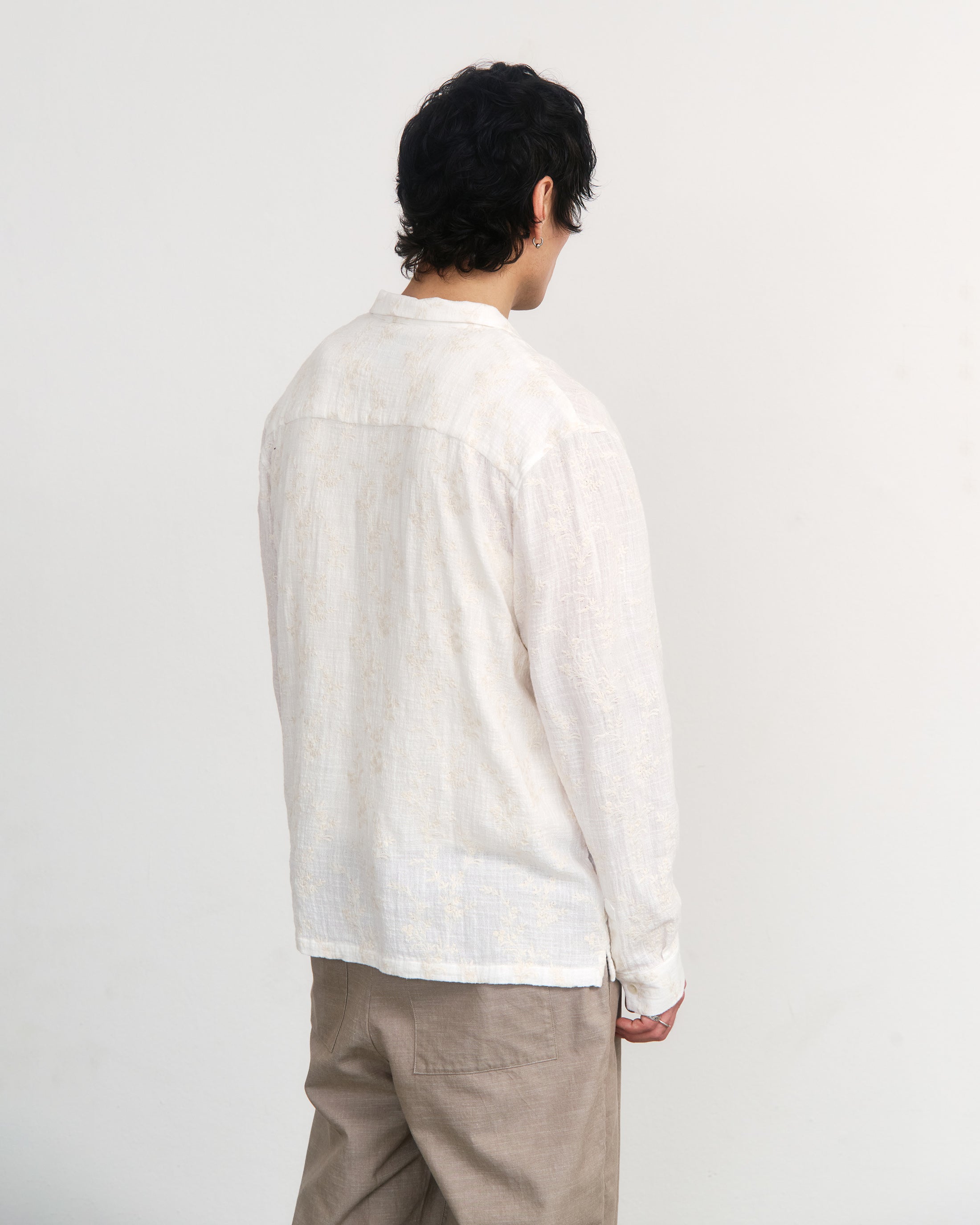 Leisure Shirt Organic Cotton - Floral White
