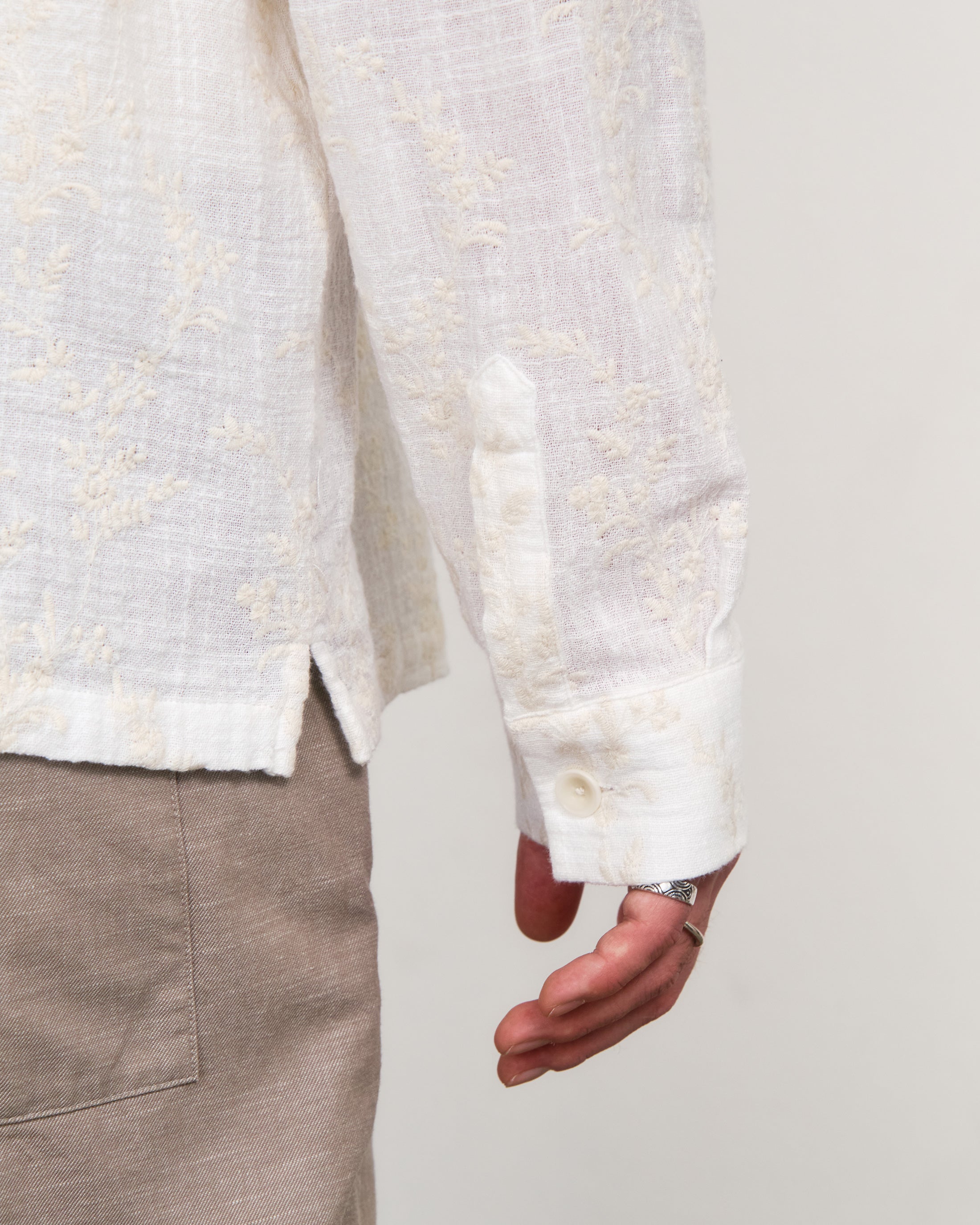 Leisure Shirt Organic Cotton - Floral White